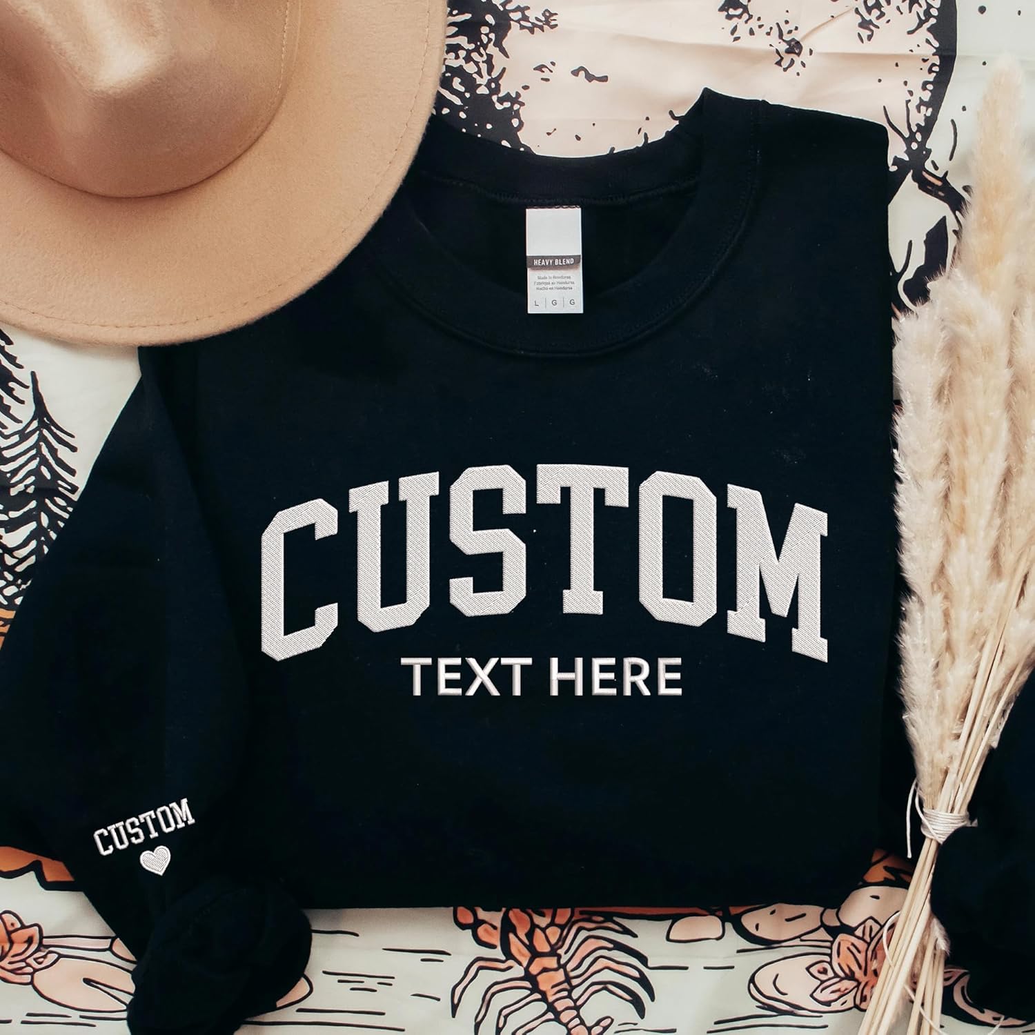 GODMERCH Custom Embroidered Sweatshirt Design Your Own - Personalized Hoodie for Everyone, Add Your Own Text, Custom Text on Sleeve, Gifts for Women, Mother's Day, Christmas - Image 3