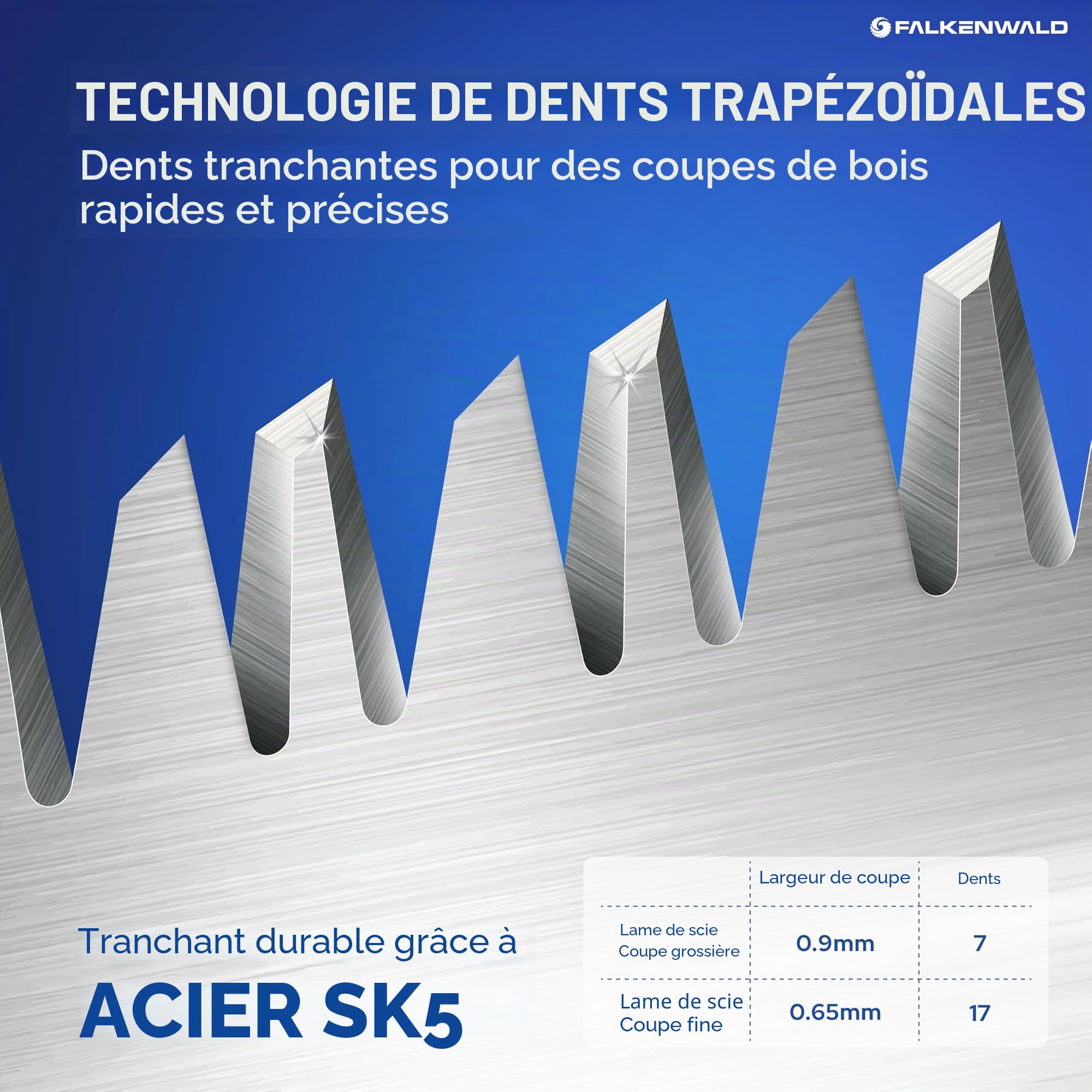 Falkenwald Scie japonaise pliable - Scie à bois + 2 lames de scie 7TPI, 17TPI + sac - Idéal pour le traitement du bois - Scie à main pour coupe transversale et longitudinale - Outils de travail du