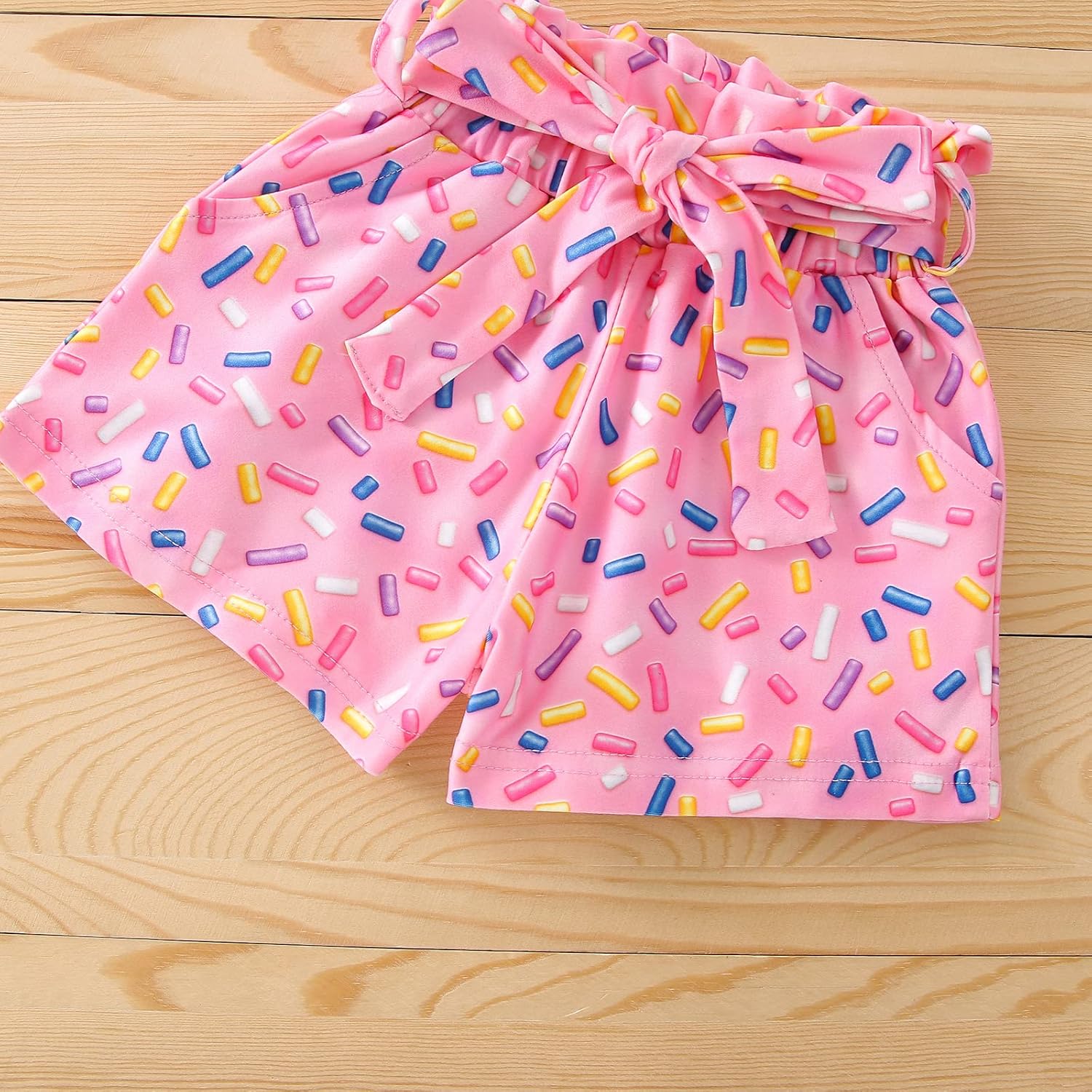 Ledy Champswiin Summer Toddler Girl Clothes Birthday Outfits Short Sleeve Donut Tops Bell-bottoms/Shorts Pant Sets - Image 4