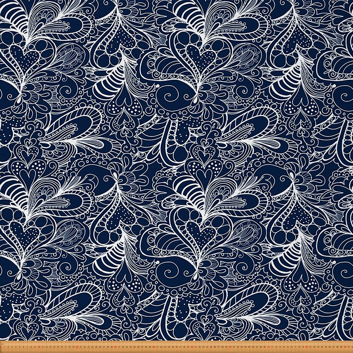 Loussiesd Flowers Upholstery Fabric by The Yard,Nature Reupholstery Fabric for Chairs,Vintage Flowers Leaf Waterproof Outdoor Fabric,10 Yard,(L920*W150cm) Navy Blue