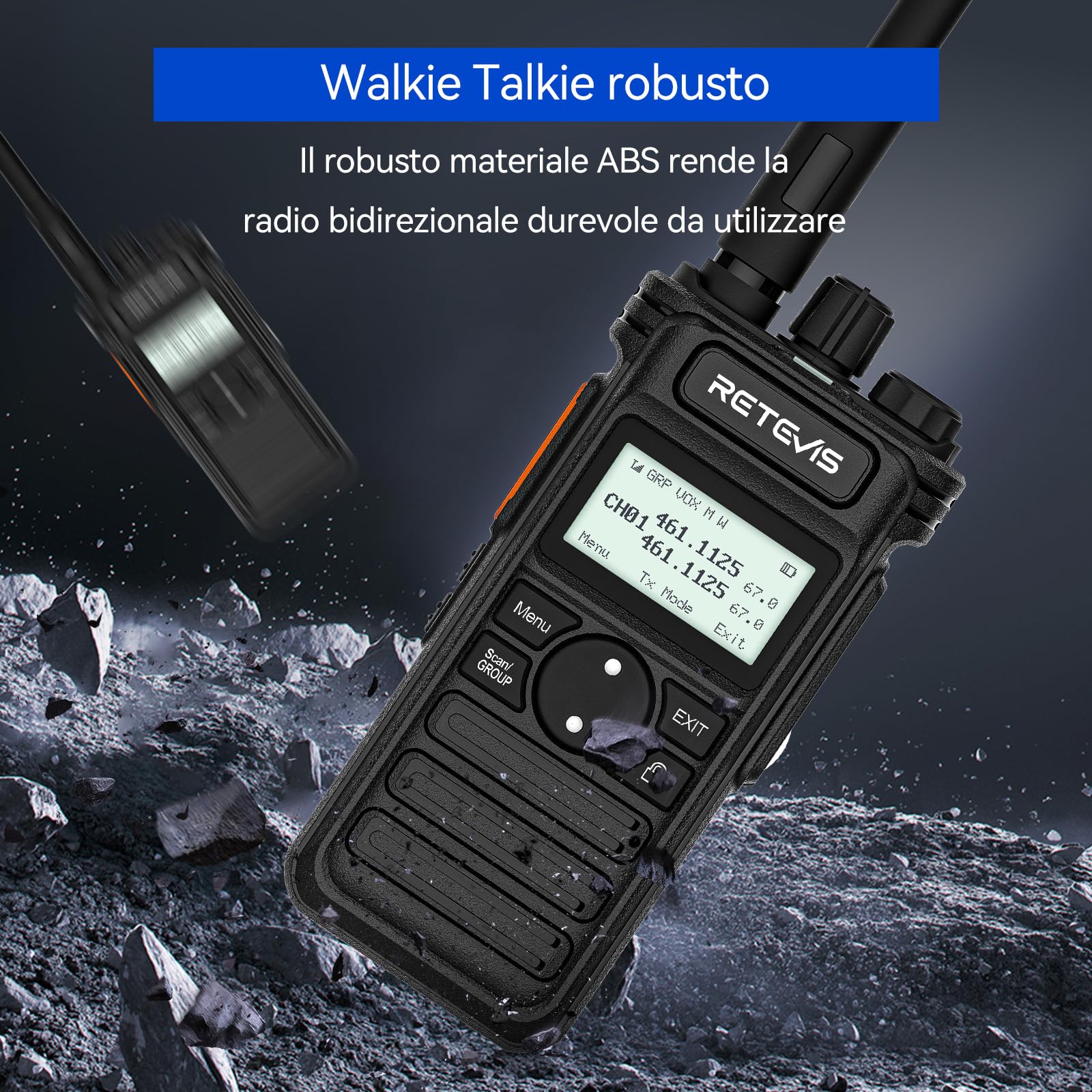 Retevis RT86S Ricetrasmittenti Professionali, Walkie-Talkie a Lungo Raggio con LCD di Facile Lettura,Torcia a LED, Tipo C 2600mAh Walkie Talkie Ricaricabili per Adulti, Logistica (Nero, 1 Pz)