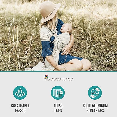 Miniatura 2 de Hip Baby Wrap Portabebés con anillo  Portabebés cruzado, regalo ideal para baby shower, tela suave y transpirable, ligero ajustable para bebés a