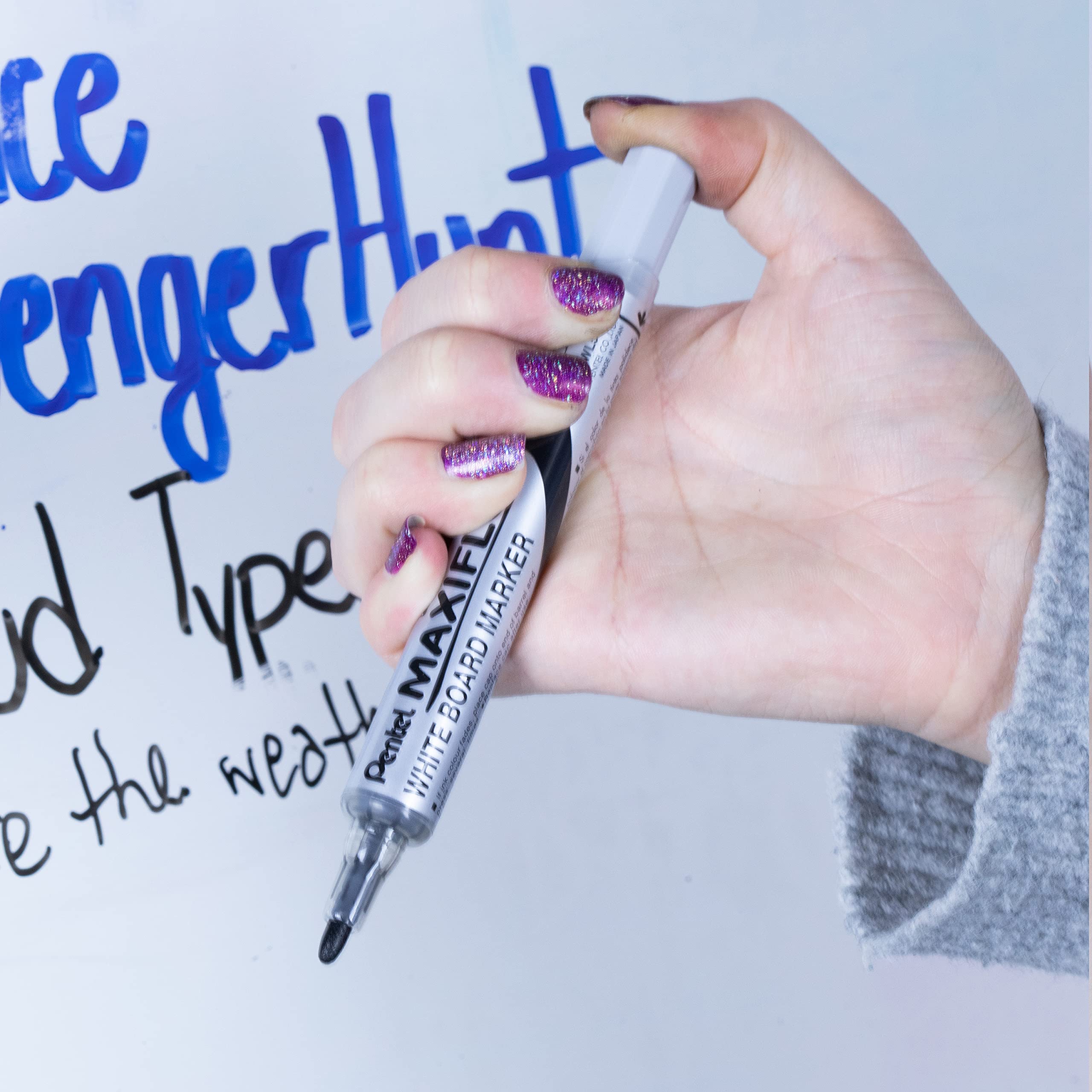 Pentel Maxiflo Slim Whiteboard Markers - Bullet Tip - Assorted Colours (Pack Of 4) | YMWL5M-4 | The Online Pen Company