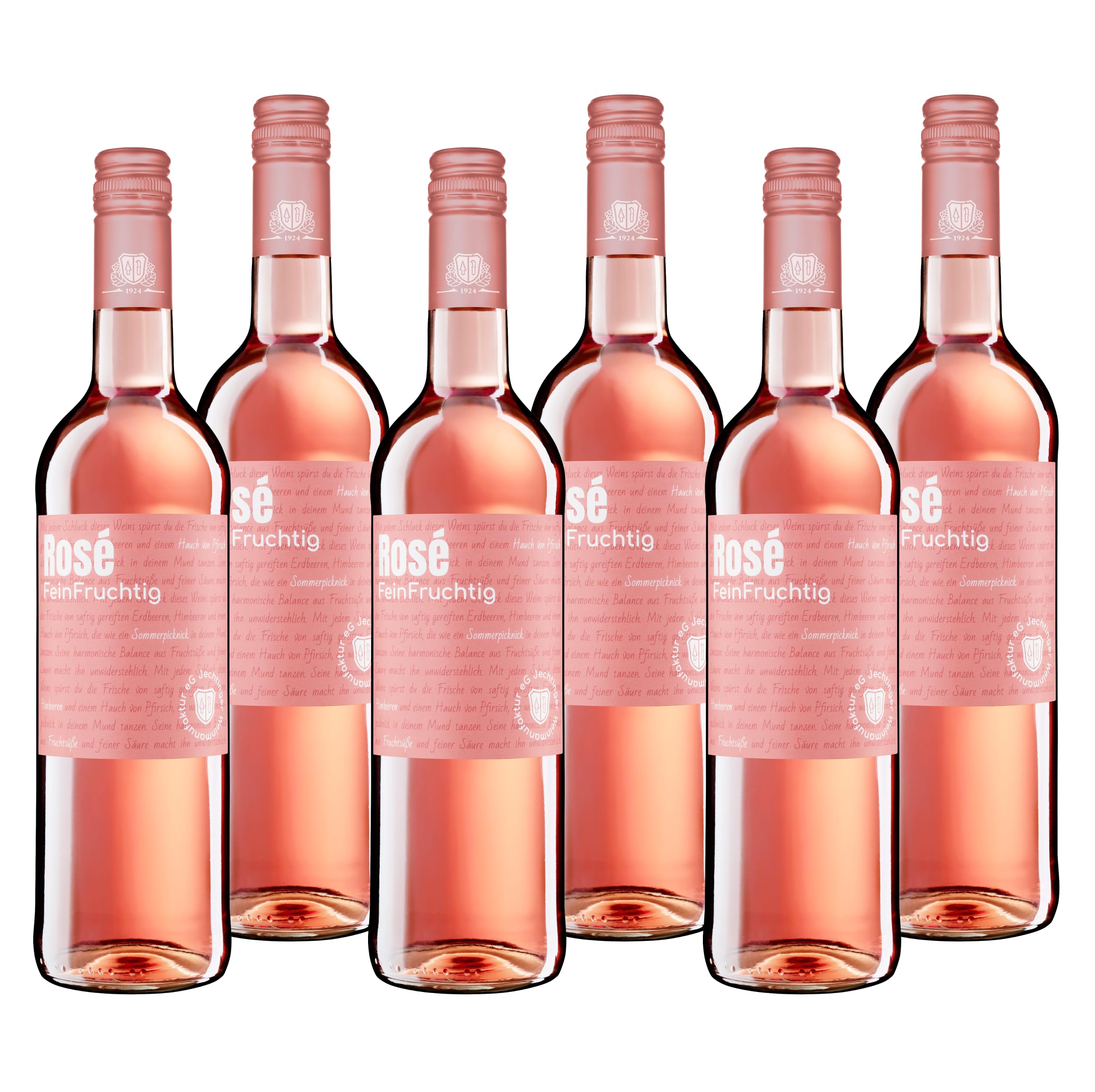 Jechtinger Rosé FeinFruchtig - Spätburgunder Roséwein fruchtig mit Erdbeer-, Himbeer- & Pfirsichnoten, erfrischend & harmonisch, Badischer Wein vom Kaiserstuhl (6 x 0,75l)
