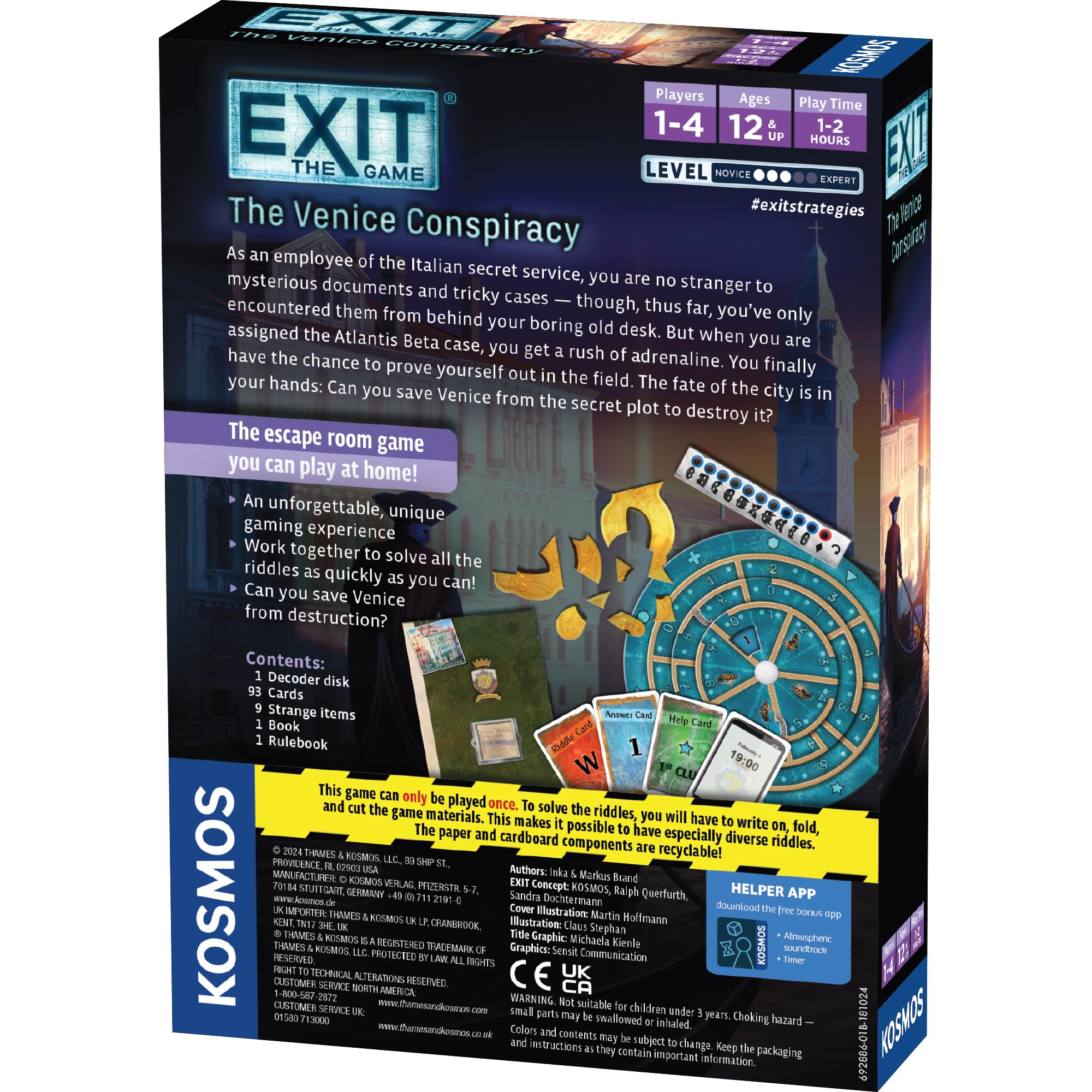 Thames & Kosmos EXIT: The Venice Conspiracy, Multi-color, 13 cm x 18 cm x 0.1 cm - Image 2