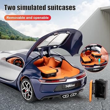 Toy Car Compatible for 1/32 Bugatti Atlantic Super Car Model, Alloy Pull Back Diecast Vehicles Toy with Sounds&Lights for Kids Boys Girls and Adults, Collectible Birthday Gift (Blue)