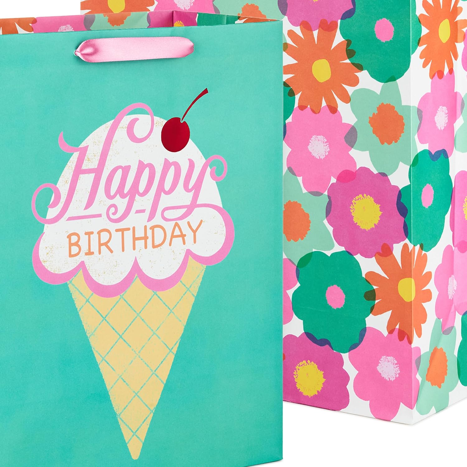 Hallmark Birthday Gift Bags, 2-Pack (Flowers and Ice Cream) image 5