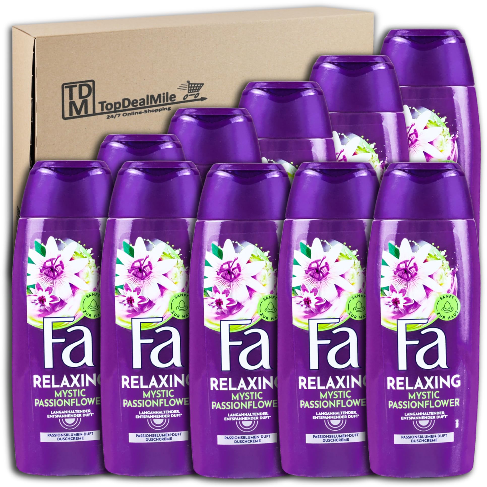 Vorratspack für Fa Duschgel Duschcreme Relaxing Mystic Passionflower 10 x 250 ml