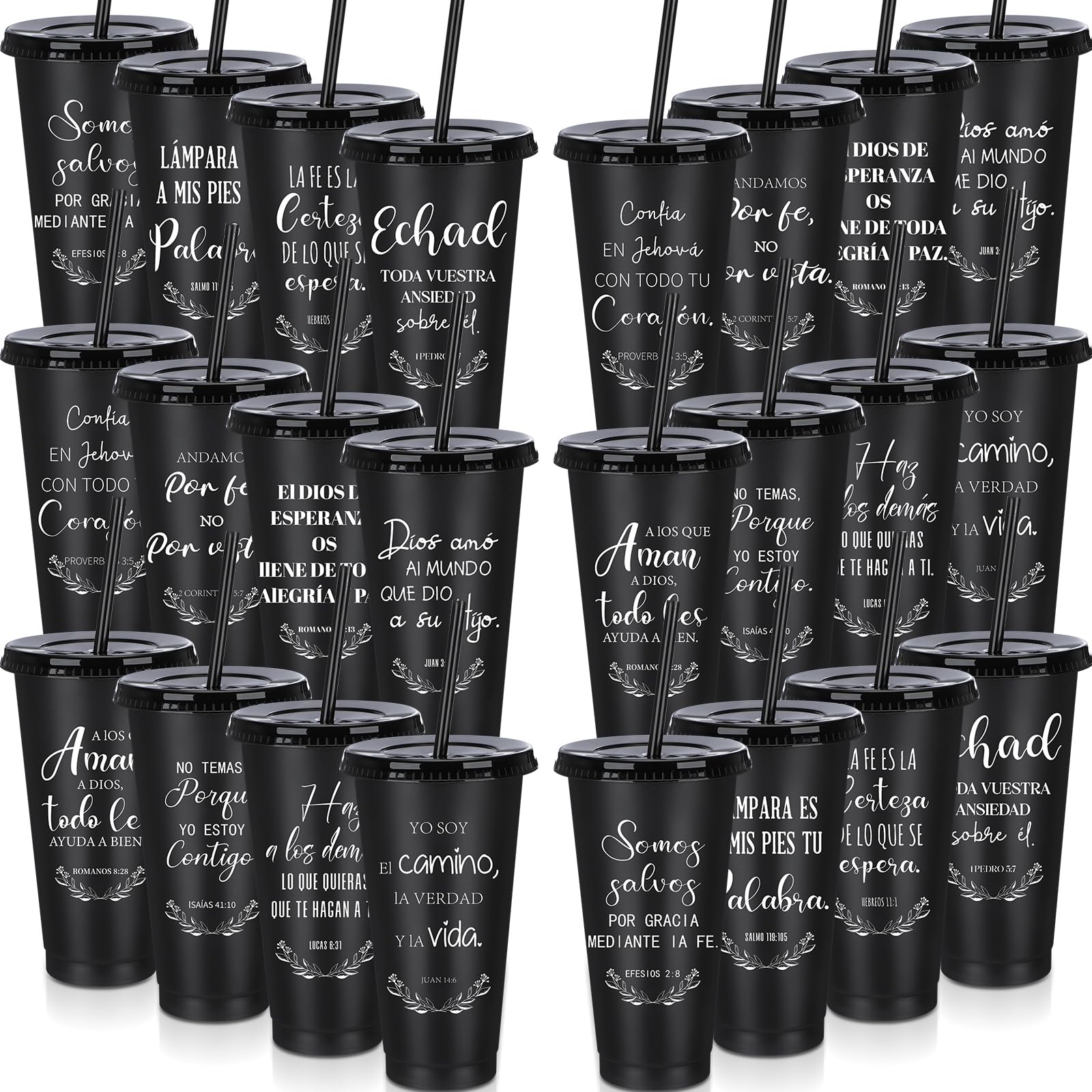 Funnymoom 24 Packs Spanish Christian Cups, Black