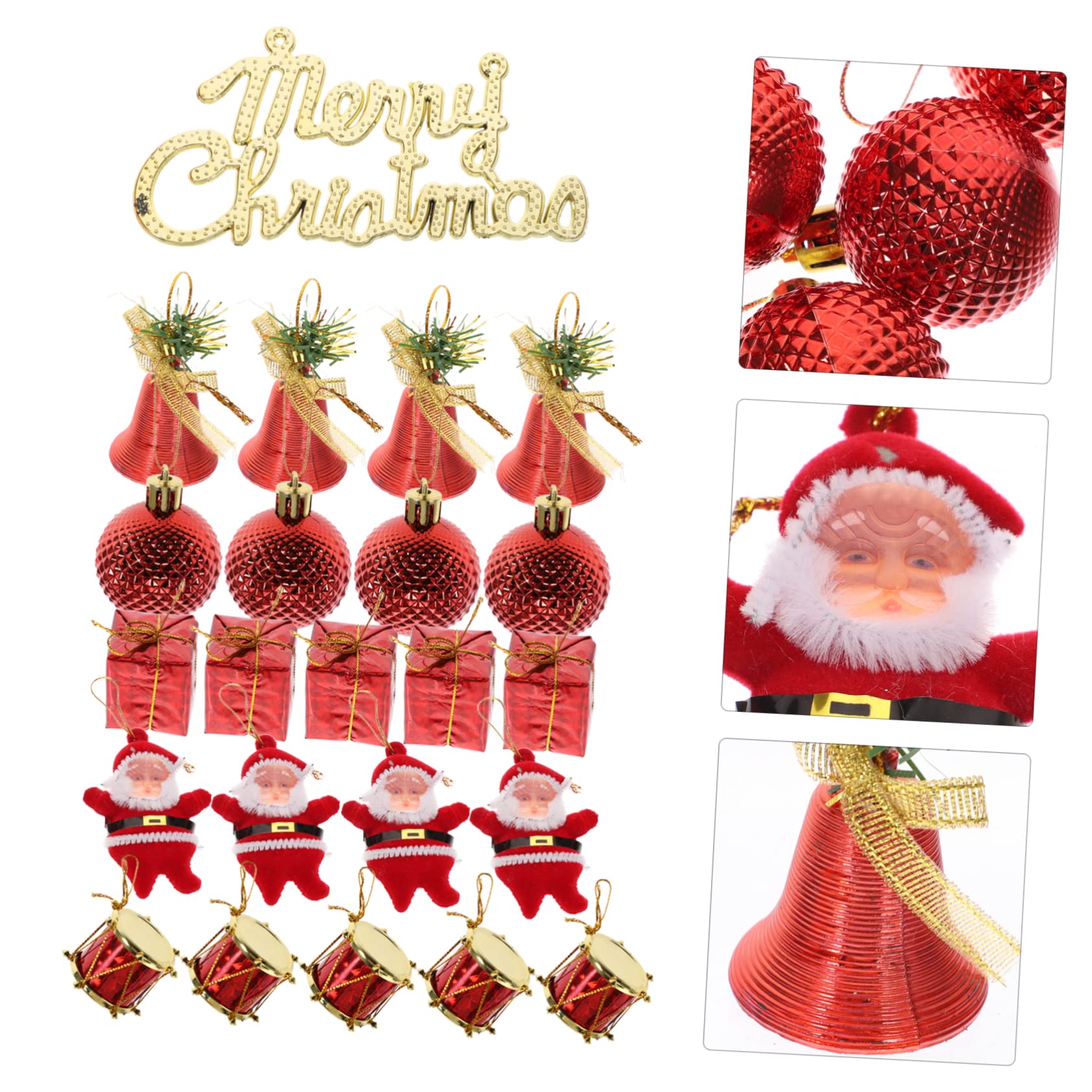 IMIKEYA 4 Kisten Weihnachtskugel-Set Mini-Weihnachtsmann Weihnachtsbedarf weihnachtsdeko christbaumanhänger Christbaumschmuck Baumschmuck Anhänger Kugel hängende Dekoration Plastik rot