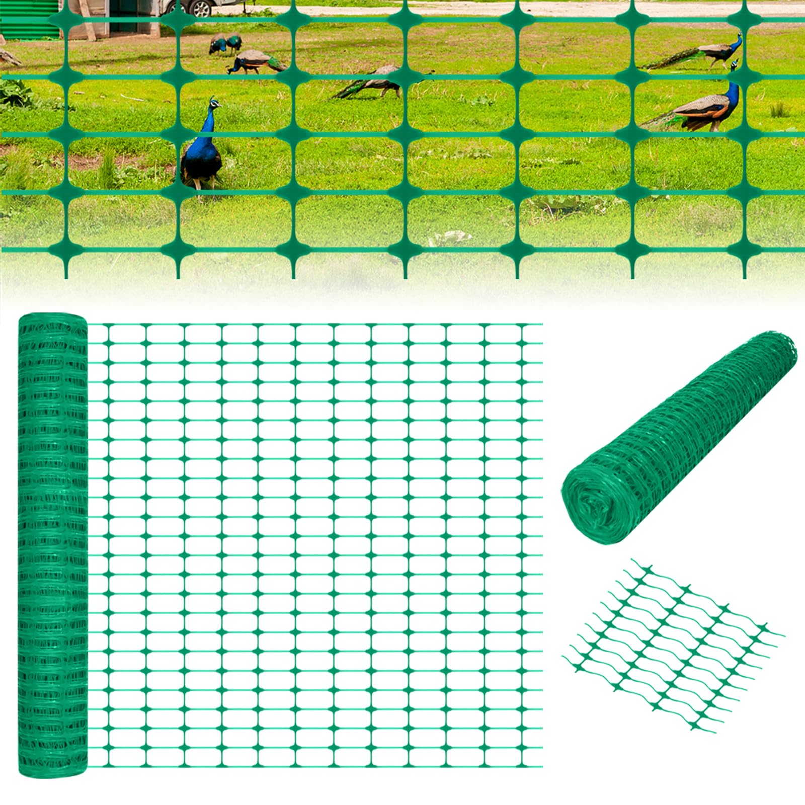 ACXIN Recinzione di bloccaggio, 1 x 50 m, rete di protezione, larghezza 75 x 35 mm (LxH), per giardino, cantiere, fattoria, senza reggie, verde, 1 rotolo