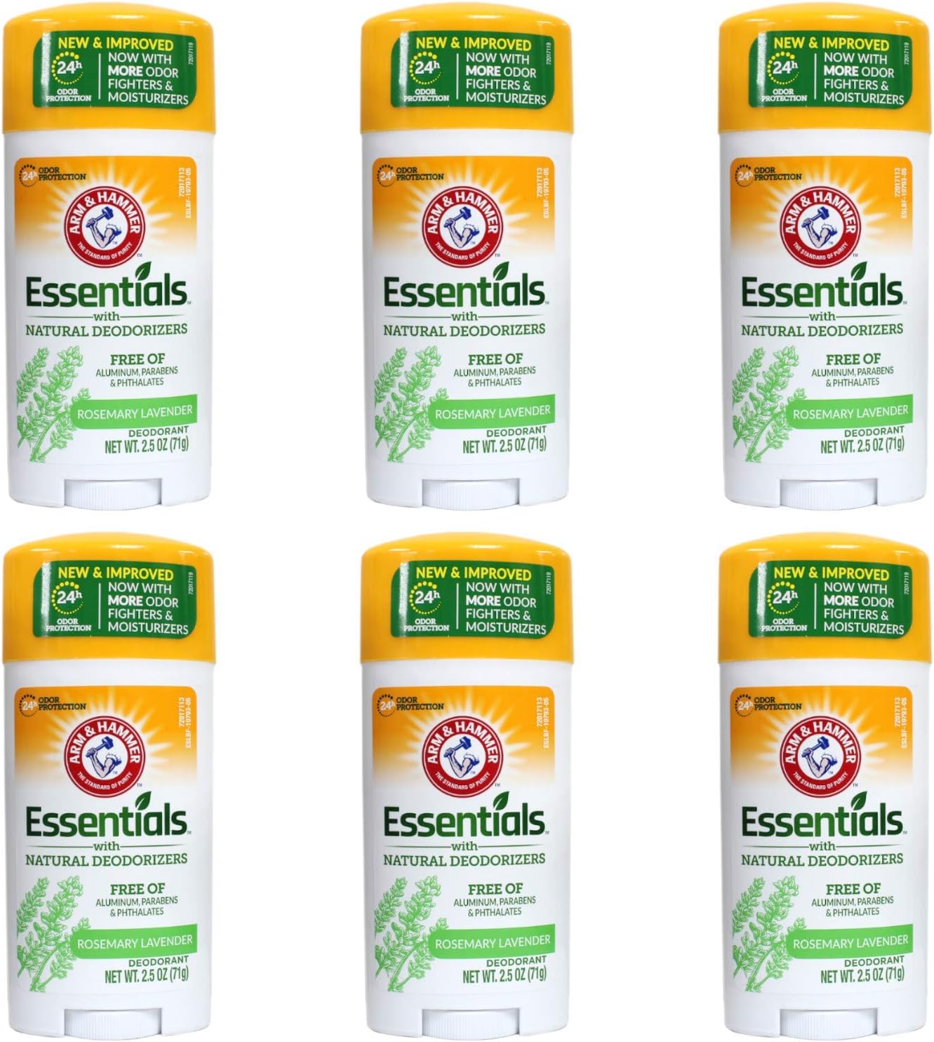 Arm & Hammer Essentials Natural Deodorant, Fresh, 2.5 Oz (Pack of 6)