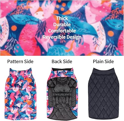 Miniatura 4 de CuteBone Abrigo de invierno para perro chaqueta acolchada resistente al viento chaleco reversible forro grueso acolchado para mascotas ropa para