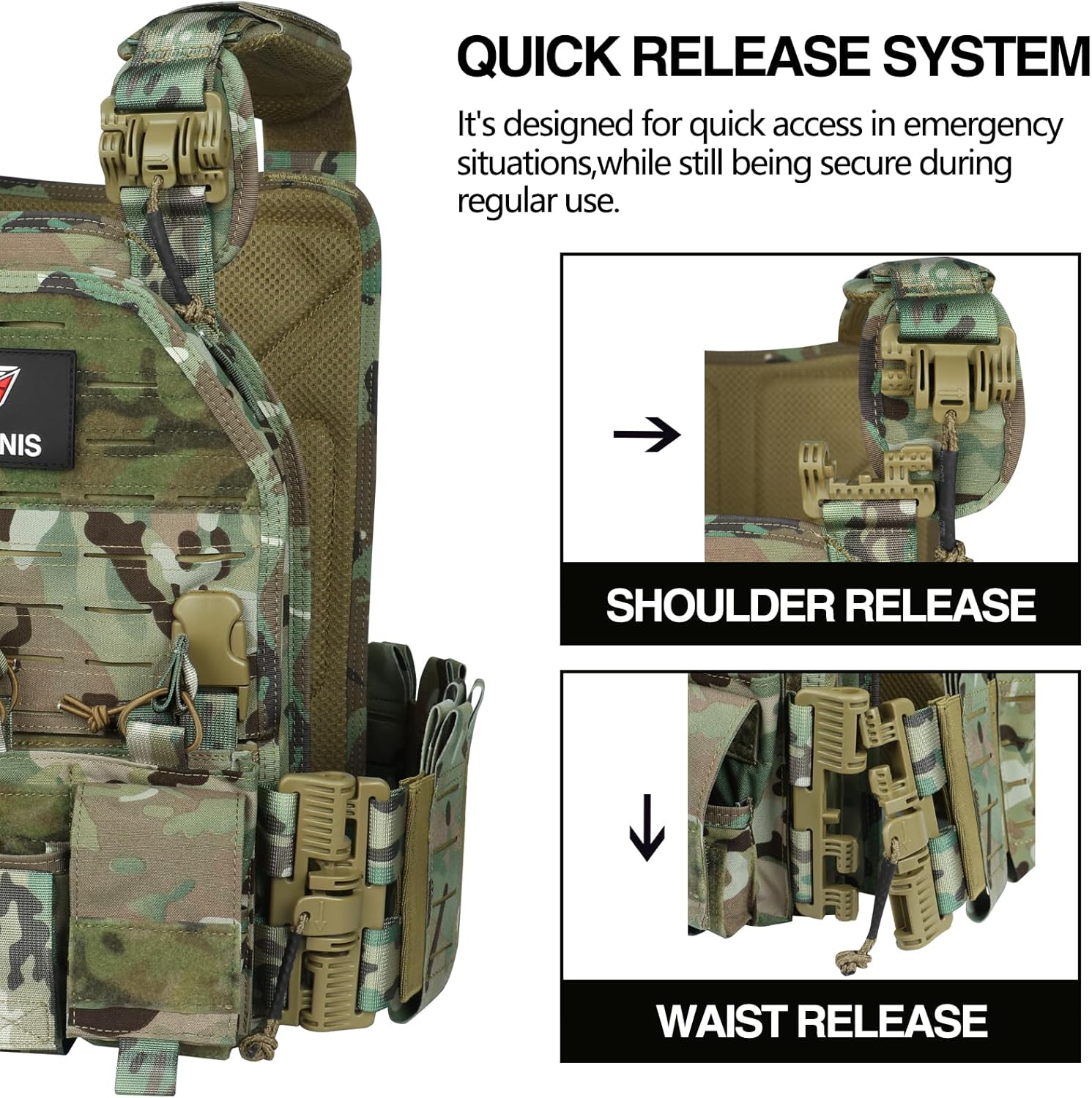 Quick Release Tactical Vest Molle Airsoft Vest for Men