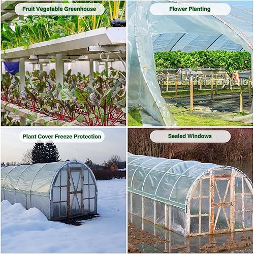 Miniatura 8 de Lámina de plástico para invernadero de 6 mil, cubierta de repuesto transparente de 20 x 20 pies, resistente, resistente a los rayos UV, película de