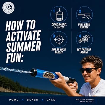 Stream Machine Water Gun Launcher - Single Barrel Water Blaster - Squirt Gun for Outdoor Games - Swimming Pool Toys (Colors Vary)
