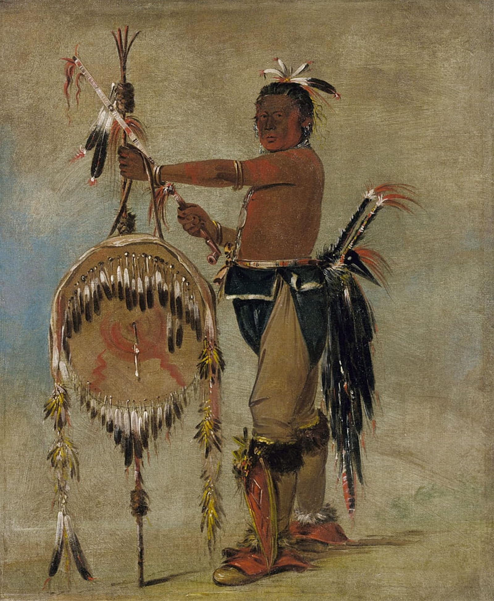 ARTXLXXBN Famous Prints Artwork Pictures Poster Painting Art Little Stabbing Chief a Venerable Sauk Chief by George Catlin Artwork Landscape Pictures for Home Decor 60x90cm