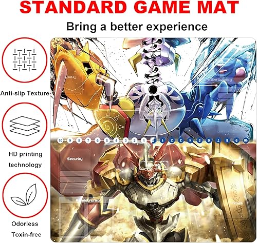 Miniatura 5 de DTCG tapete de juego para 2 jugadores, tapete de competición de juegos, tapete de cartas de 23.6 x 23.6 pulgadas (3)