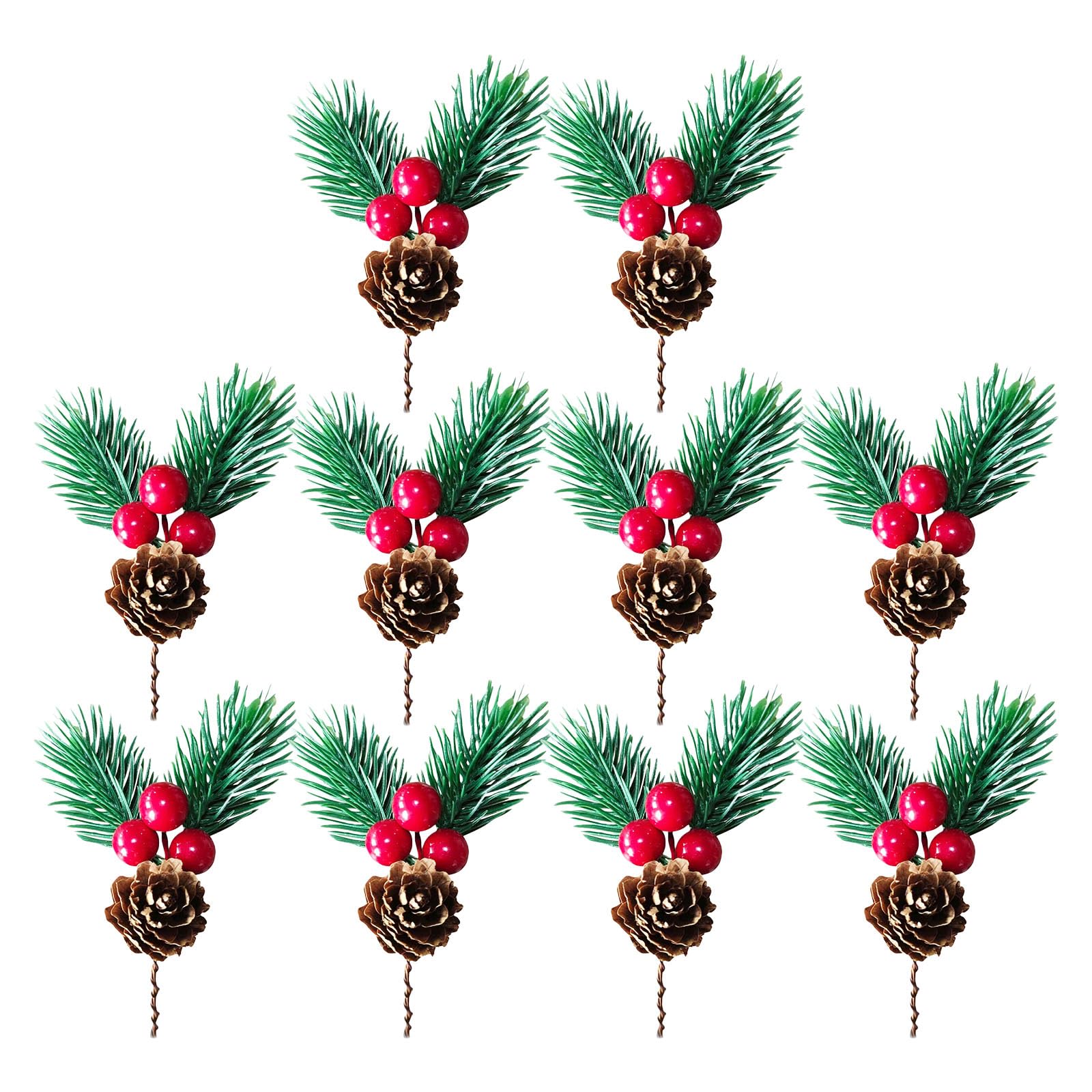 Xinsheinelry Pinecones with Red Berries Elegant Christmas Pine Cones Assortment Craft Projects Party Ornament Berries for Holiday Decorations Faux Pinecones Party Supplies