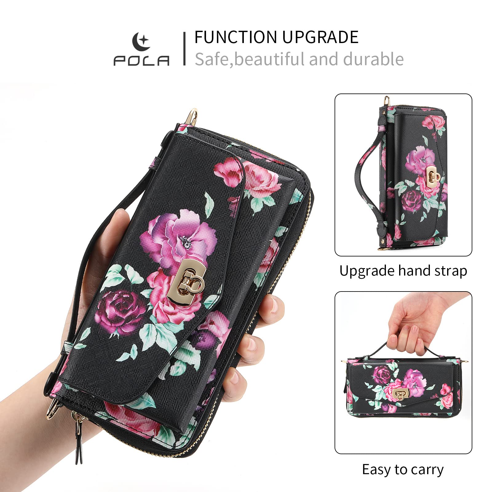 Estuche para iPhone 13 Pro MAX / 13 Pro / 13/13 Mini, [Bloqueo de RFID] Desmontable magnético PU Cuero Crossbody Cremallera Efectivo Monedero Ranuras para múltiples Tarjetas