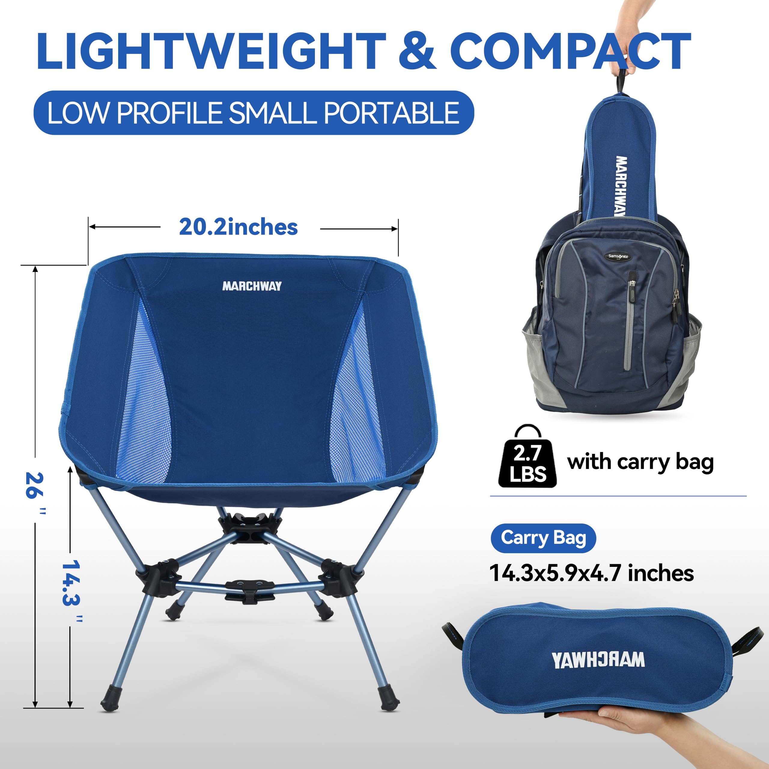 Marchway Silla De Camping Plegable Ligera Con Respaldo Alto
