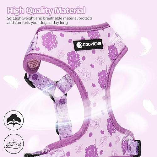 Dog Harness and Leash Set, Adjustable Dog Harness, Dog Leash, No Pull No Choke Puppy Harnesses for Walking Training for Small, Medium Pet (Lemon, S(Chest 13-19", Neck 9.5-13.1"))(Wines,L(Chest 18.5 - 27.1"- Neck 14.5 - 20.1"))