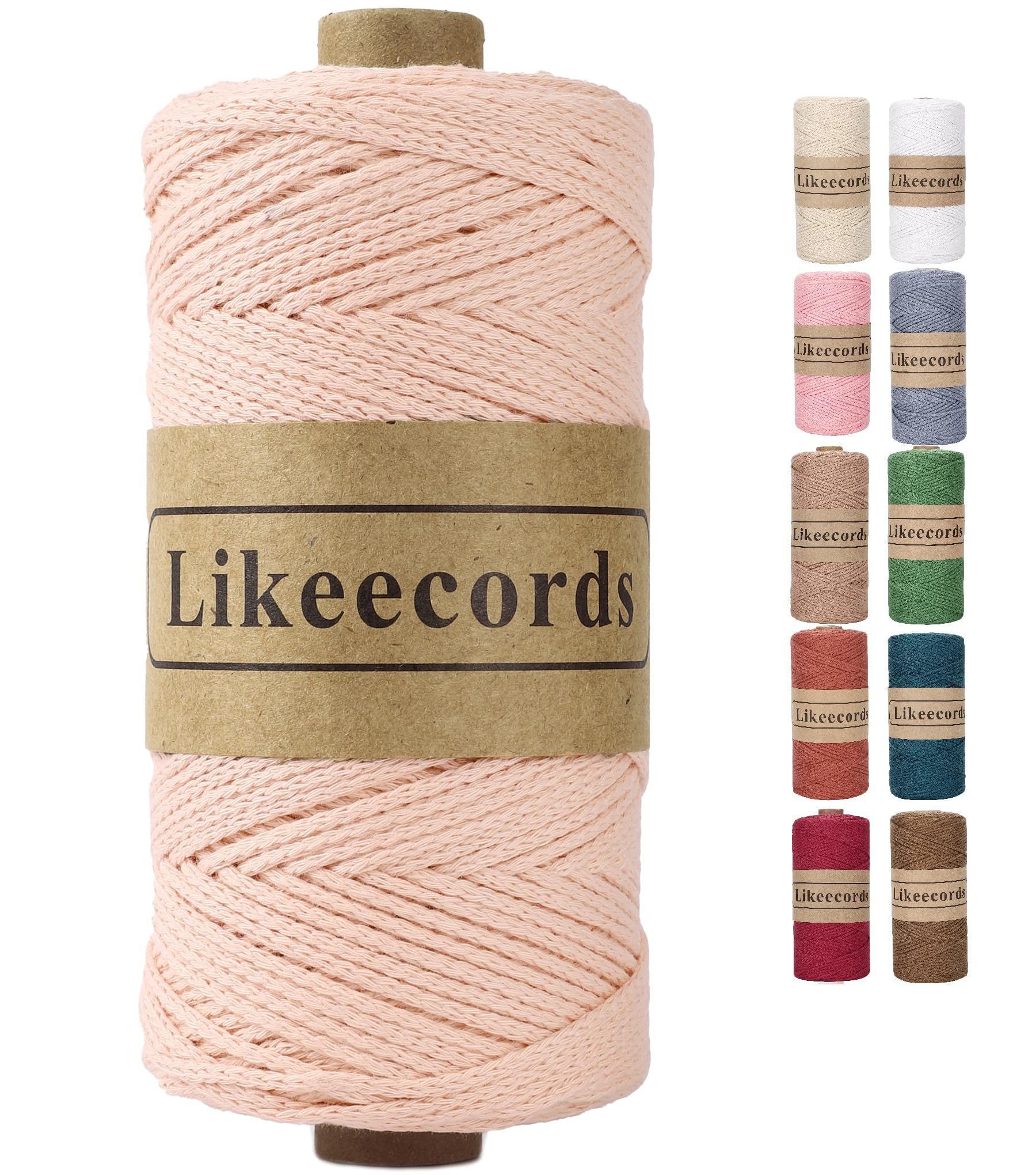 Likeecords 100% Cotton Crochet Bag Cord 2mm 170m Macrame Cord 2mm Crochet Yarn Macrame Rope Gift for Knitter (Lotus Pink)