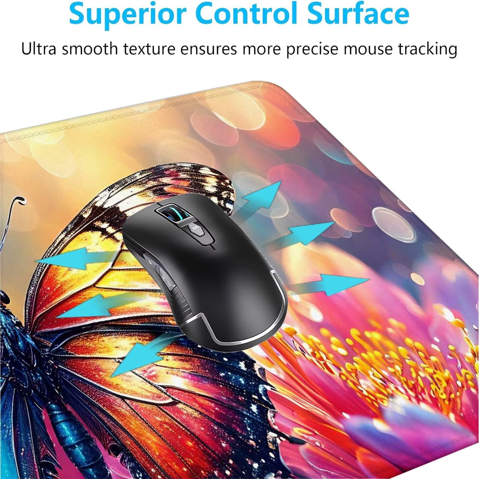 Rosa Tappetino Mouse Gaming, Tappetino Mouse XXL 1200 x 500 mm, Tappetino Mouse Fiore, Mouse Pad con Base Antiscivolo, Bordi Cuciti Tappetino per Mouse, Tappetino Mouse Gaming di Alta Precisione S-67