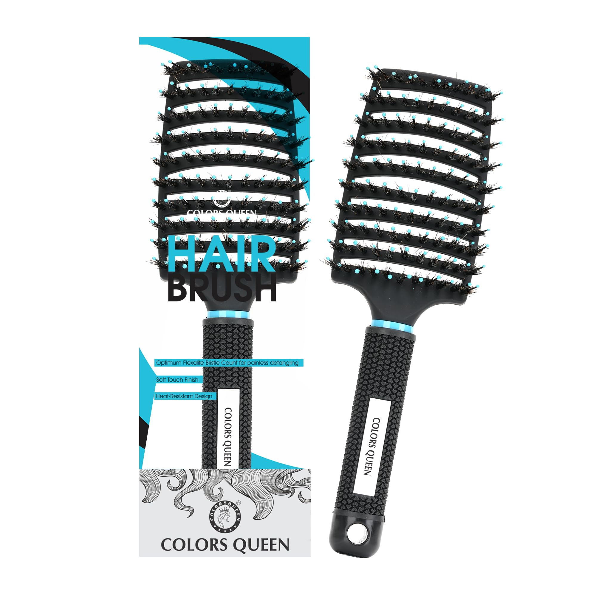Colors Queen Detangler Hair Brush with Strong & Flexible Bristles | Hair Brush for Men & Women for Grooming, Straightening, Smoothing & Detangling Hair (Detangler Brush)-image-13