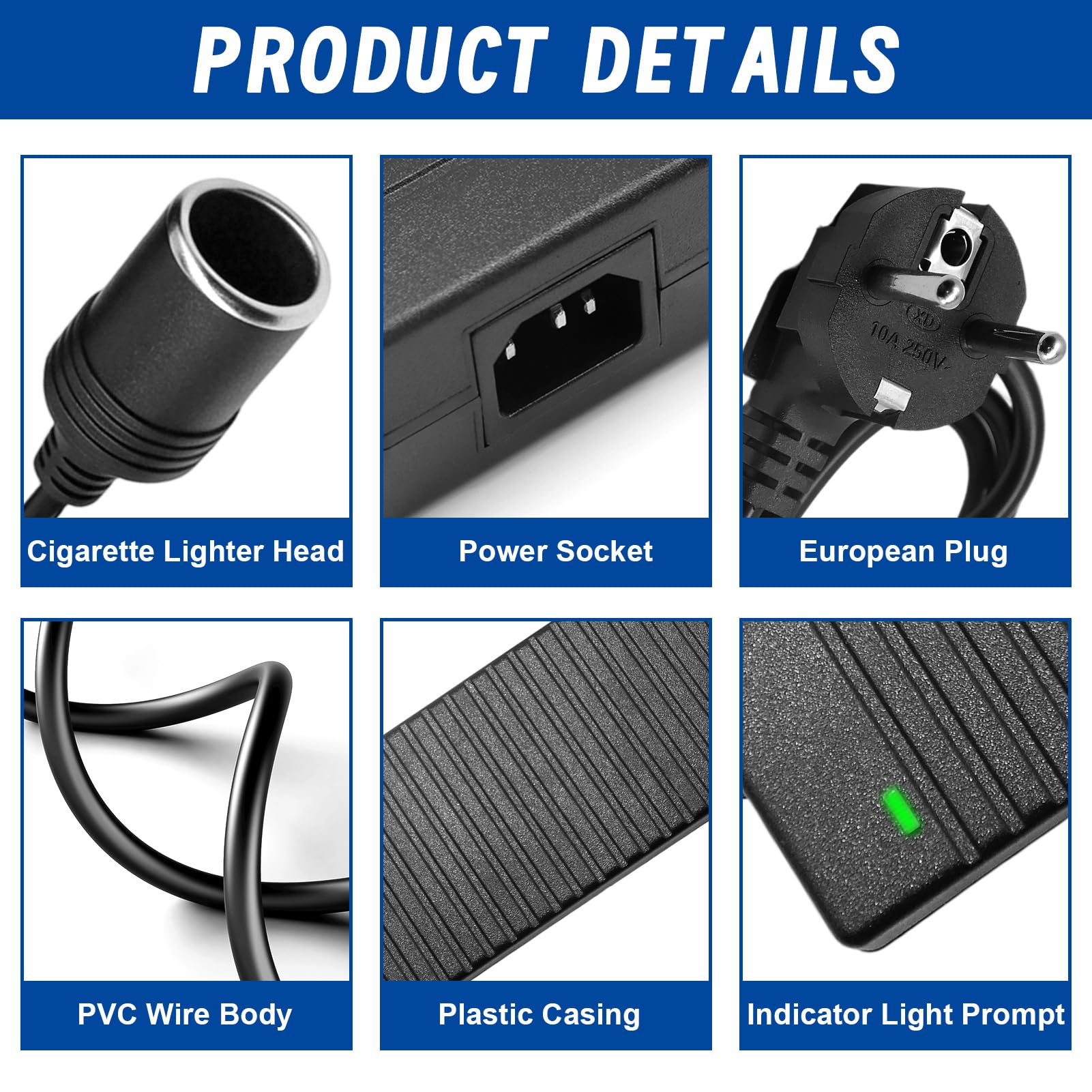 Convertisseur 220V 12V Adaptateur Allume Cigare Secteur 10A 120W Transformateur Alimentation AC DC pour Glaciere Electrique Aspirateur Voiture Compresseur Air