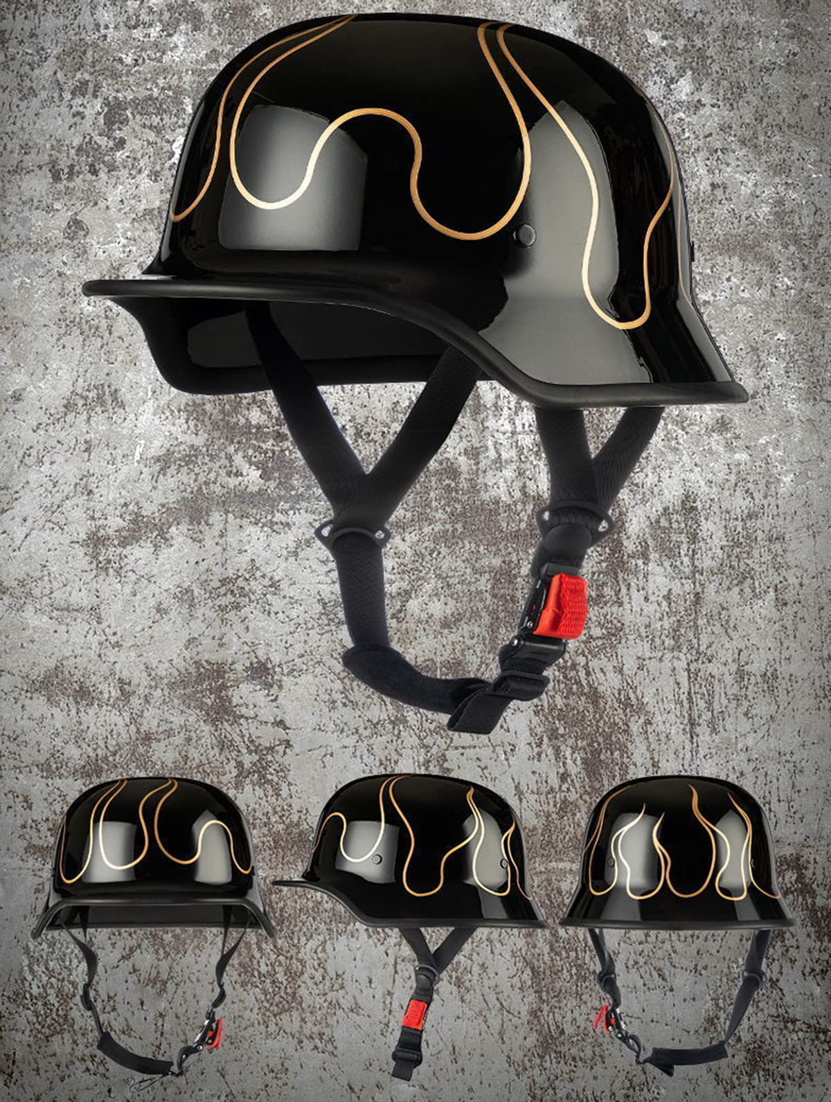 Half Shell Helmet Open Face Helmet Vintage German Style With Goggles Cruiser Chopper Scooter Moped Retro Jet Helmet, Adult Men And Women, DOT ECE Safety Approved,Leather-S55-56cm - View #13