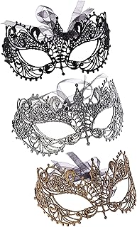 3 Pieces Women Masquerade Mask, Classic Vintage Venetian Mask Half Face Mask for Ball Party/Halloween