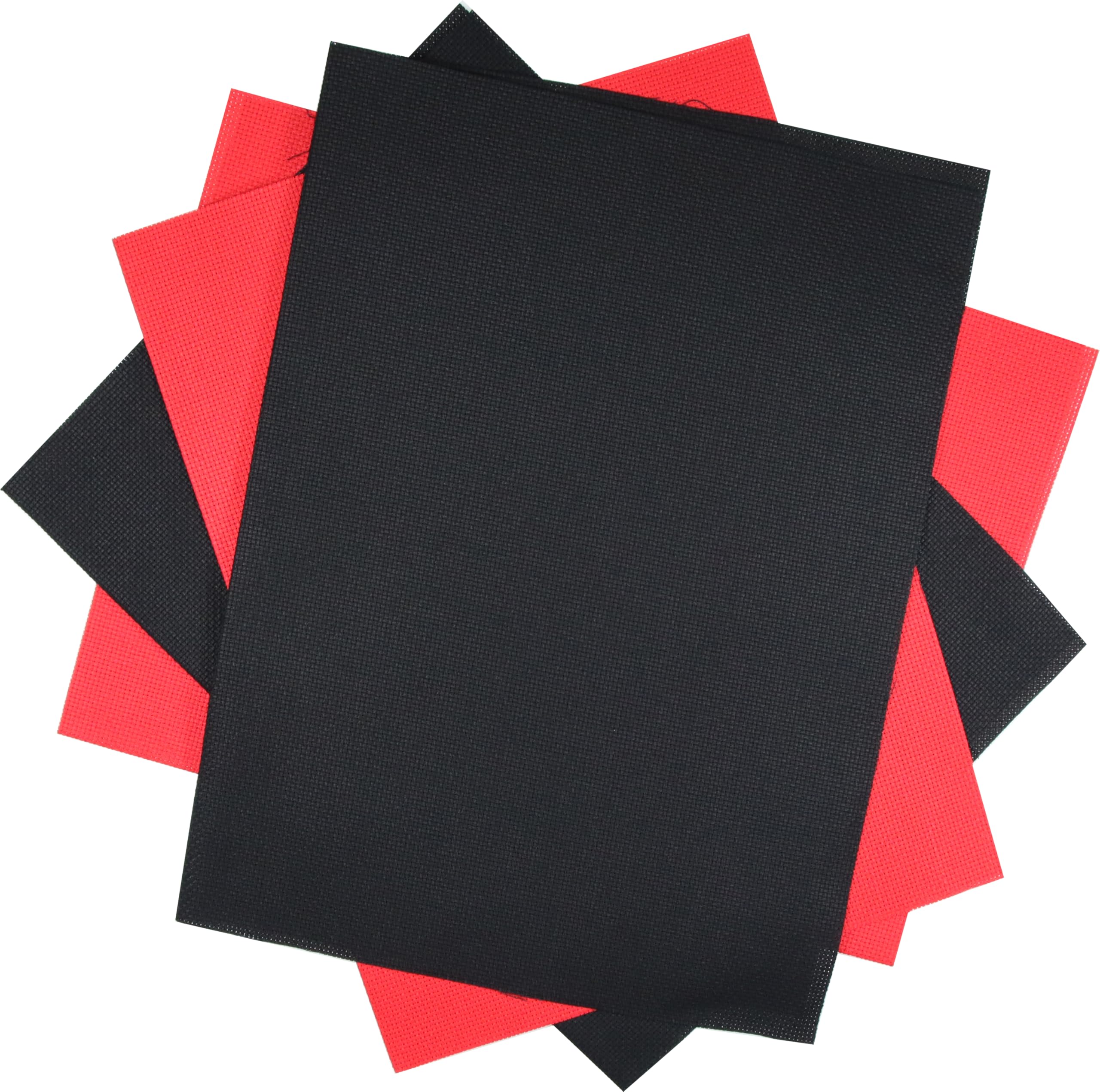 KCS 4/6 pc of 12" x 18" 30cmx45cm 16CT Counted Cotton Aida Cloth Cross Stitch Fabric (Red+Black, 4 pc)