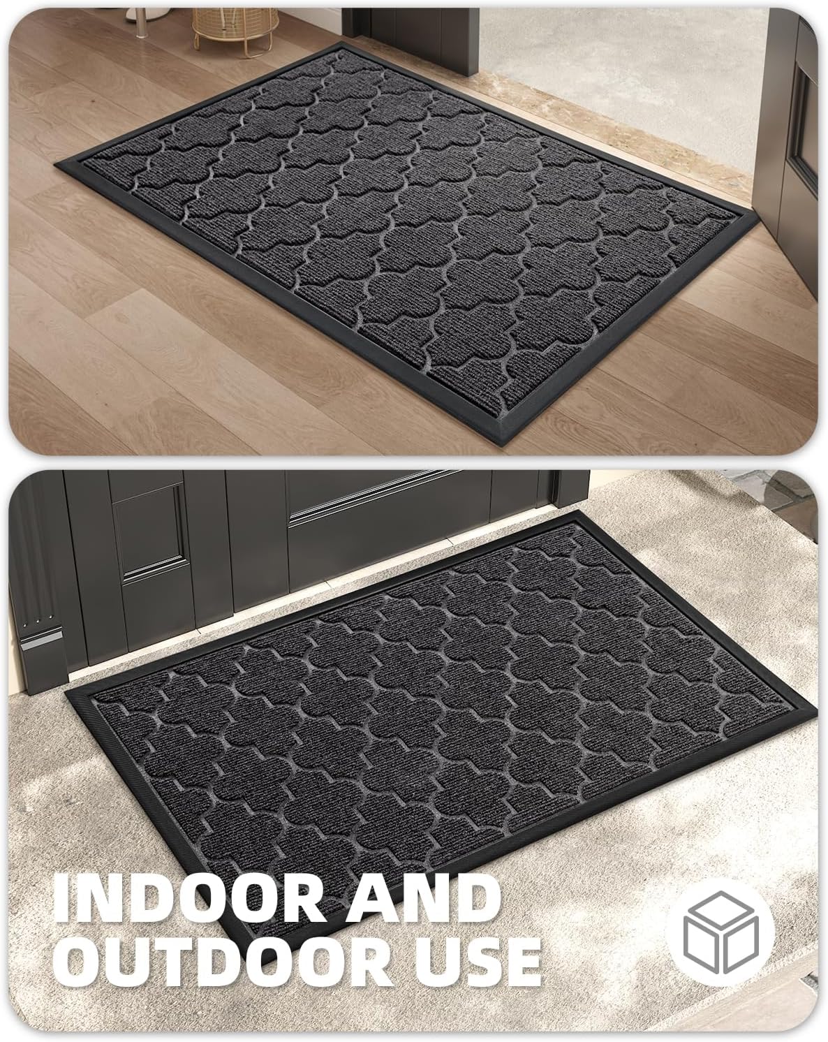 Color&Geometry Large Outdoor Door Mat 32x48, Grey- Dirt Trapping, Anti Slip, Low Profile, Easy Clean, Rubber Backing Doormat, Outside Floor Matts and Rugs for House Entrance/Entryway/Entry