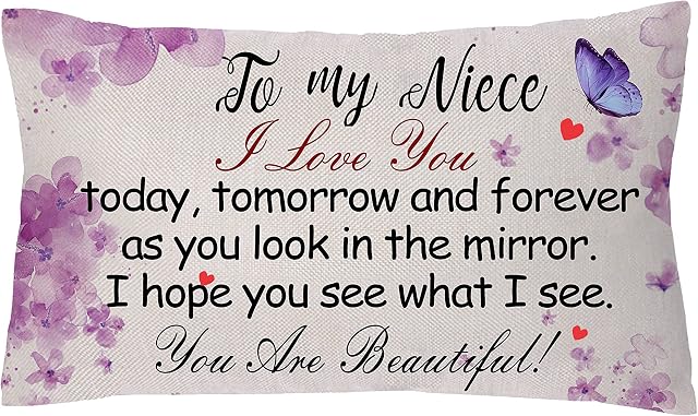 aligarian Niece Cushion Cover Hug Pillow Case Funny Linen Pillowcase Home Sofa Couch Decors Niece Birthday Graduation Gift Inspirational Appreciate Pillow Cover 12x20 inch (Style 2)