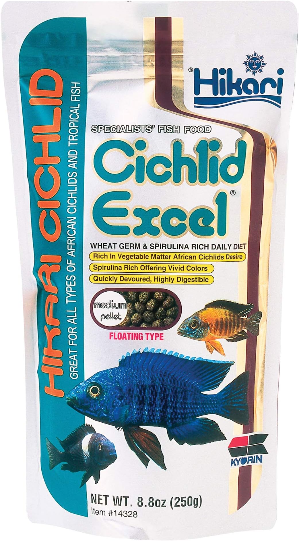 8.8-Ounce Cichlid Excel Floating Pellets for Pets, Medium
