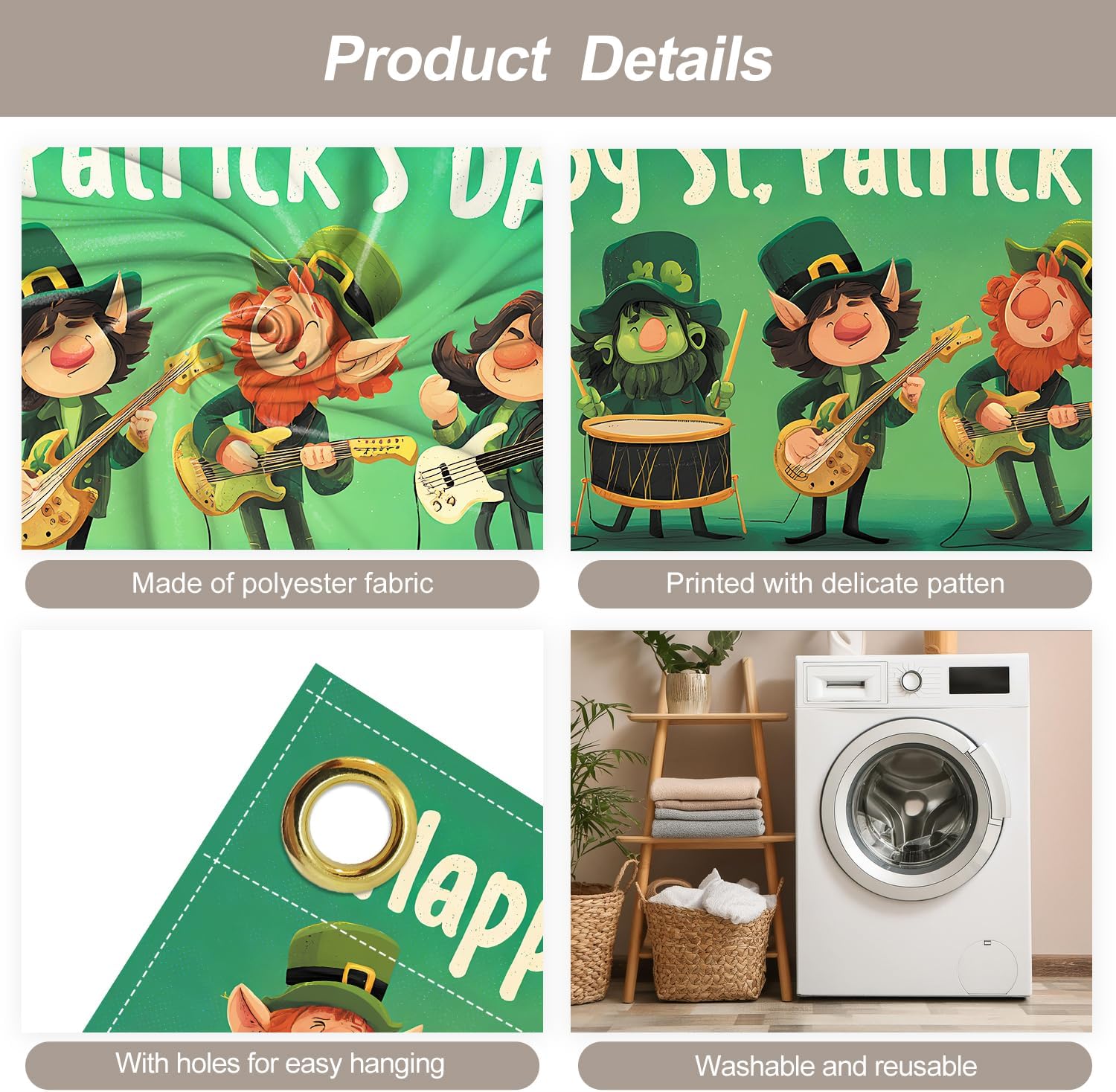 7 * 16FT Happy St. Patrick's Day Garage Door Cover Decorations Happy St. Patrick's Day Garage Door Banner for Outdoor Indoor Party Photography Backdrop