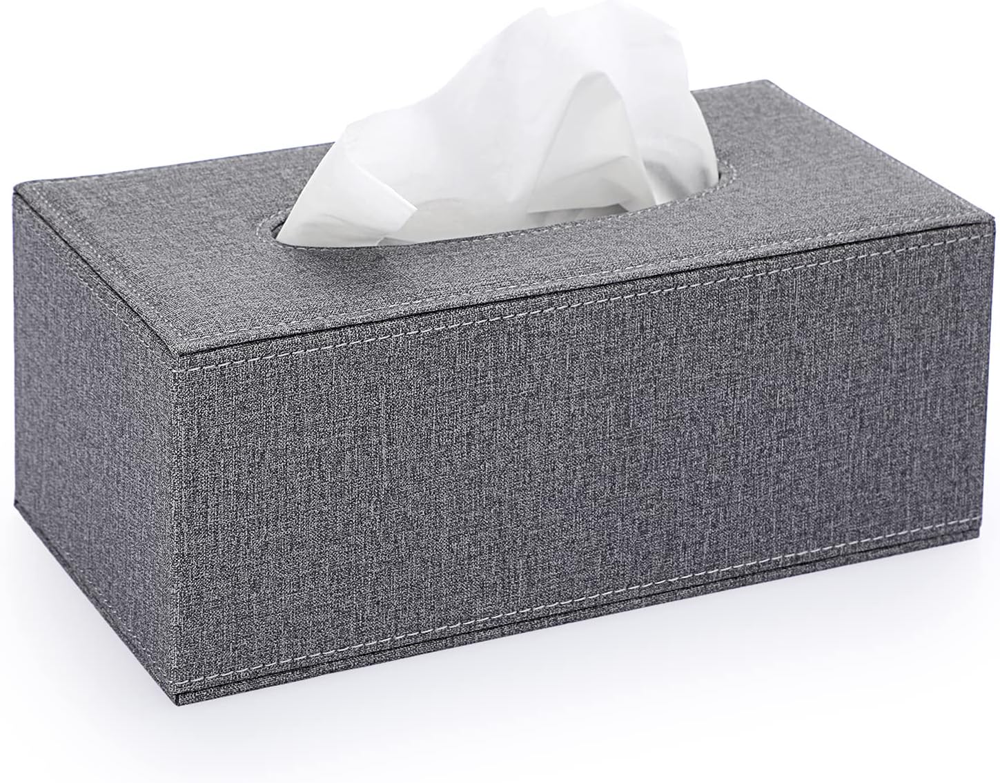 BTSKY Linen Household Office Rectangular Tissue Paper Holder Tissue Box Cover Case Napkin Holder (Grey)