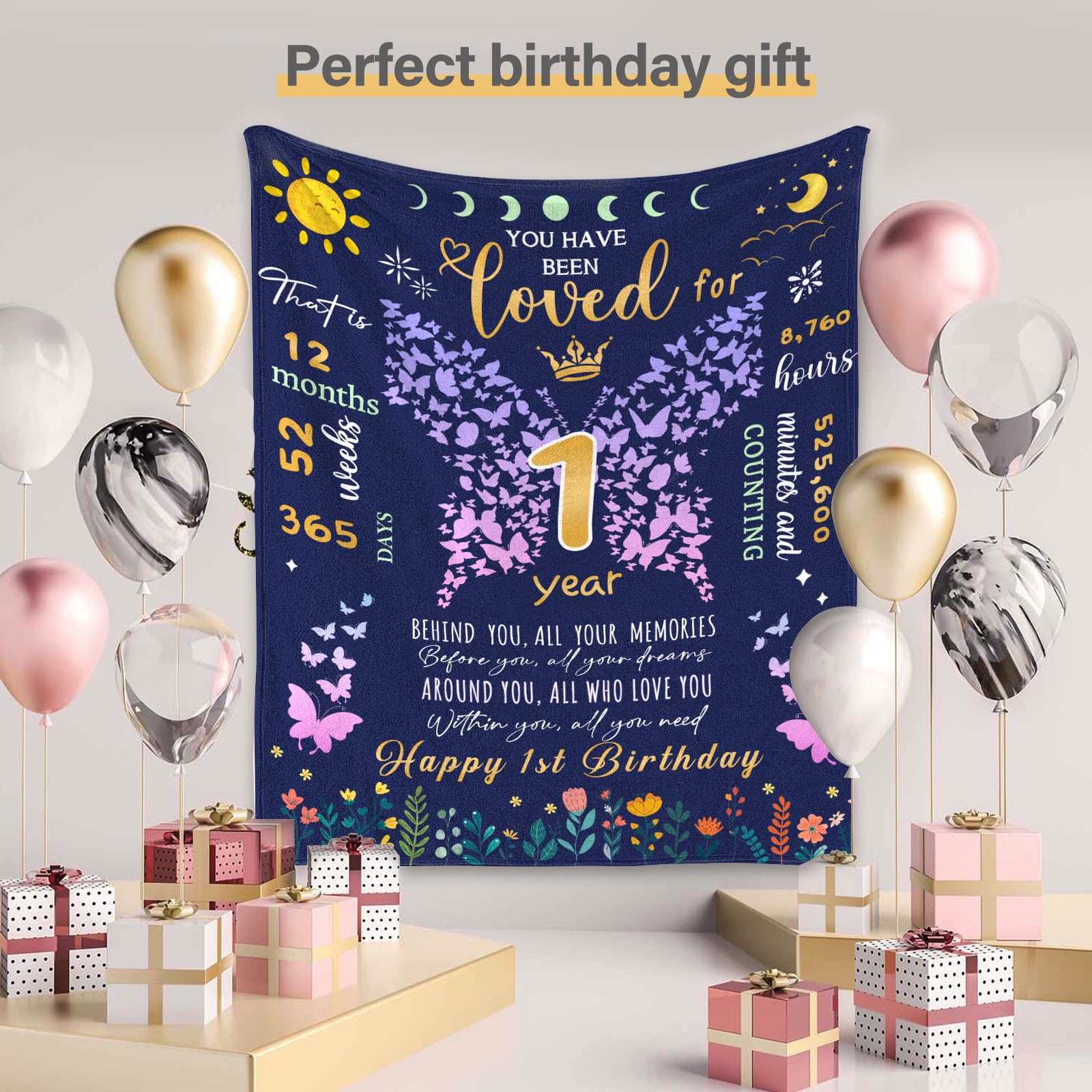 CIUGOIG 1 Year Old Girl Birthday Gifts Blanket, 50