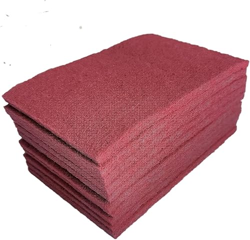 Paquete de 10 almohadillas rojas de uso general de 6 x 9 pulgadas, para raspado, raspado, lijado, preparación de imprimación de pintura, preparación