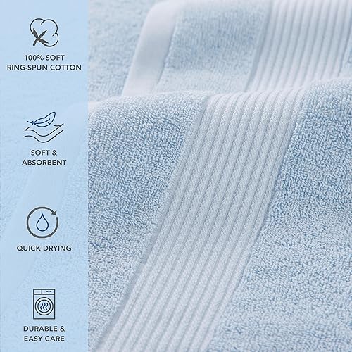 Miniatura 3 de Arkwright Host & Home - Toallas de baño de lujo 100% algodón, paquete de 4, suaves y absorbentes, de secado rápido, perfectas para casas de playa,