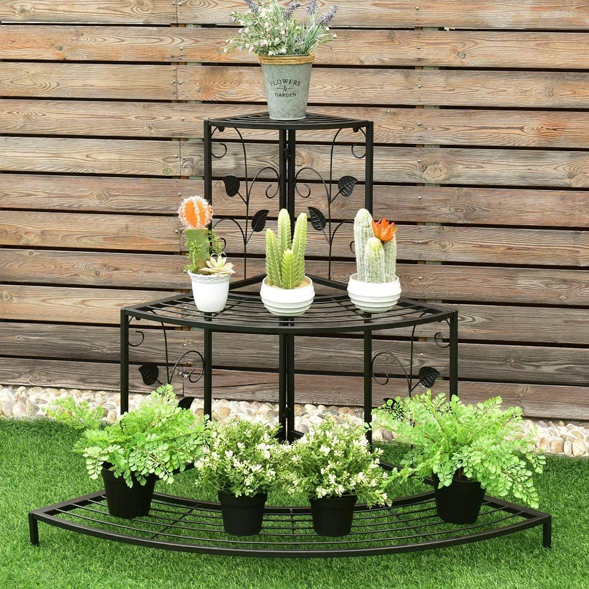 OMI Shoppee 3 Tier Plant Stand Floral Corner Shelf Corner plant stand Metal Flower Pot Rack for Garden Balcony Indoor Outdoor 81cm x 57cm x 70cm (Black) (B0CJQKWZ1V) Amazon Price History, Amazon Price Tracker