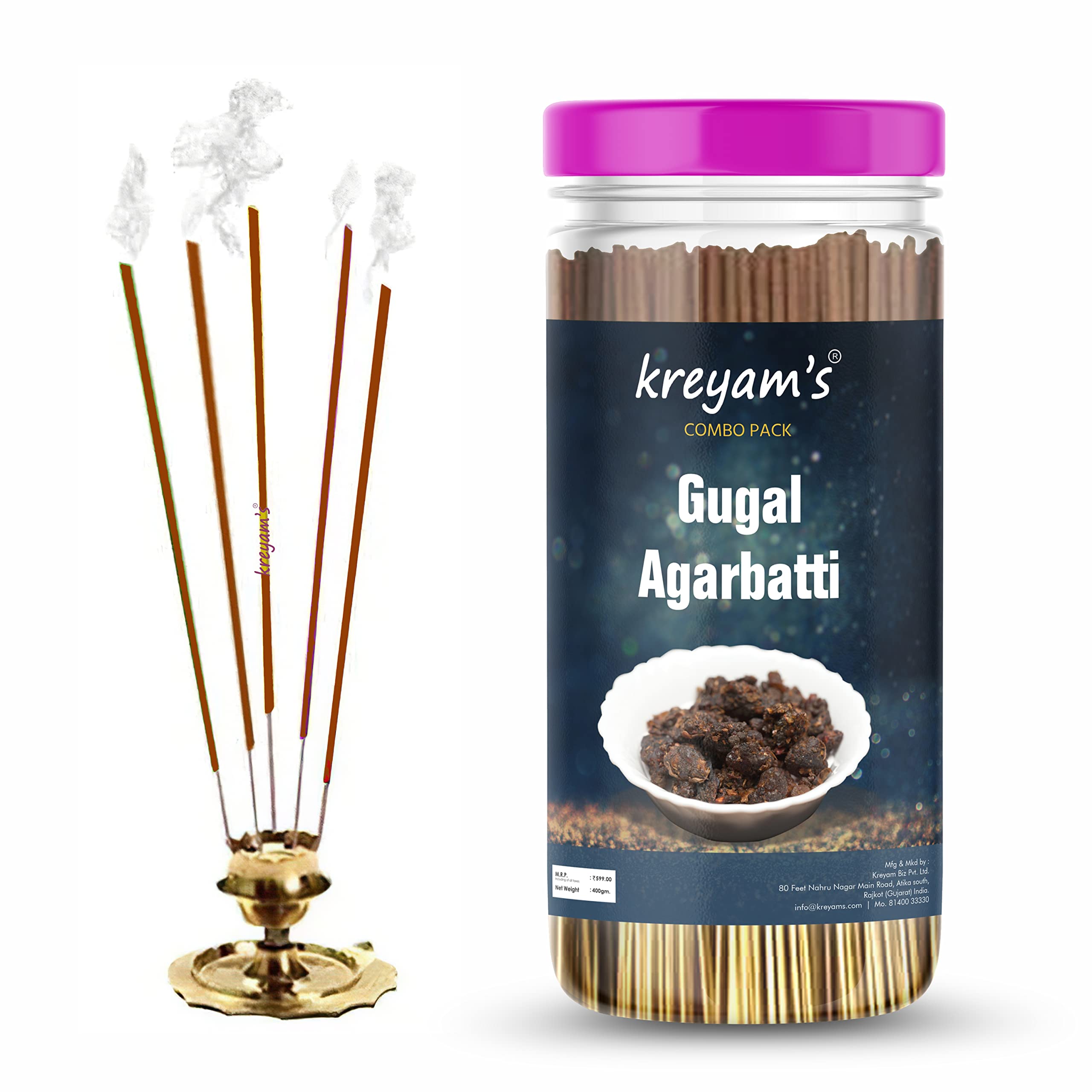 Kreyam's Gugal Incense Sticks Agarbatti with Fragrances 400gm