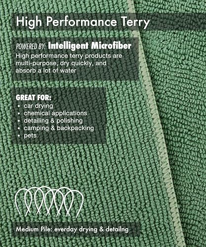 Miniatura 7 de DRI Paquete de 12 paños de limpieza de microfibra extra gruesos profesionales, color verde (16 pulgadas x 16 pulgadas, 300 GSM, microfibra multiusos