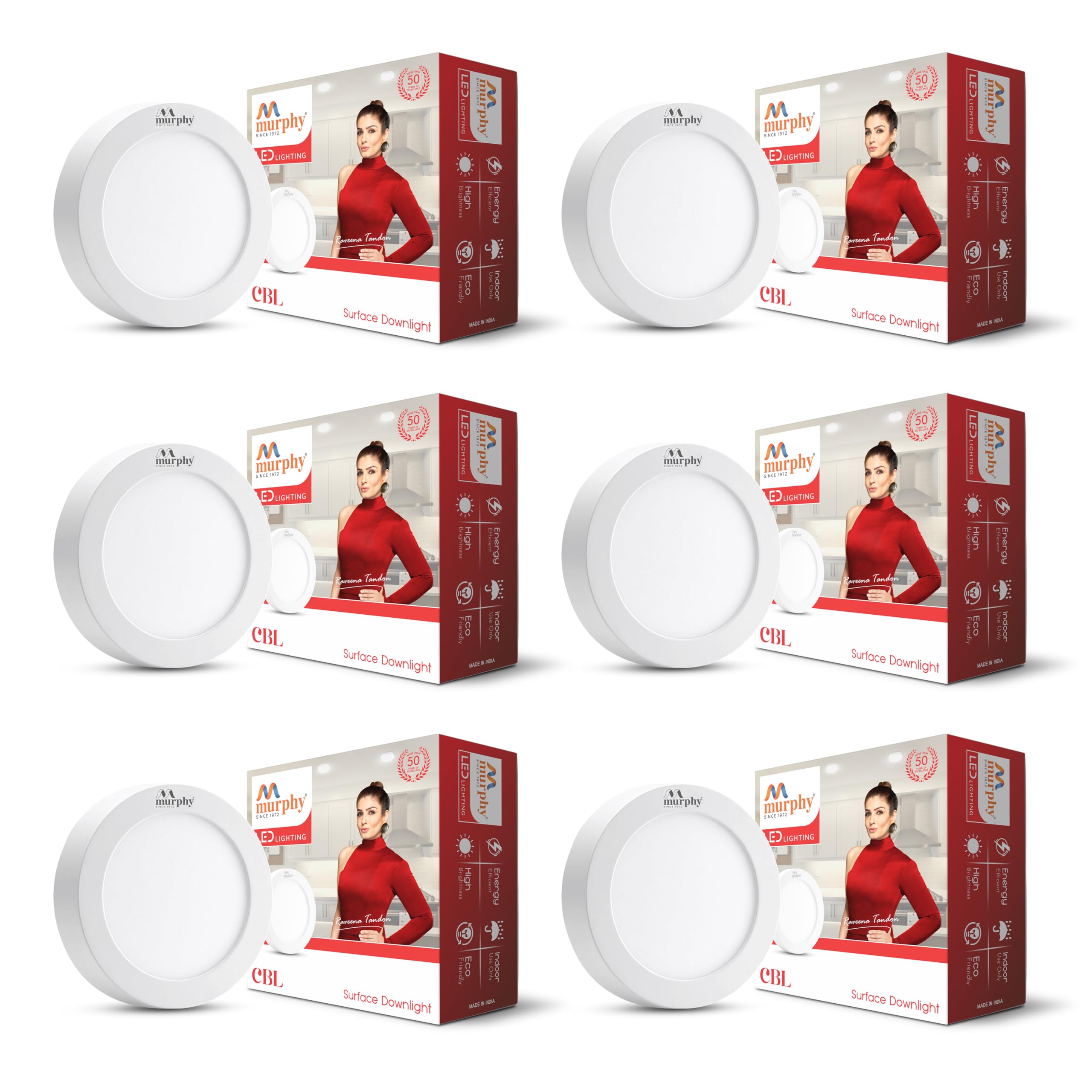 Murphy LED 9Watts CBL Round Surface Down Light - No False Ceiling Required ,Cool White,Pack of 6,Aluminium-image-34