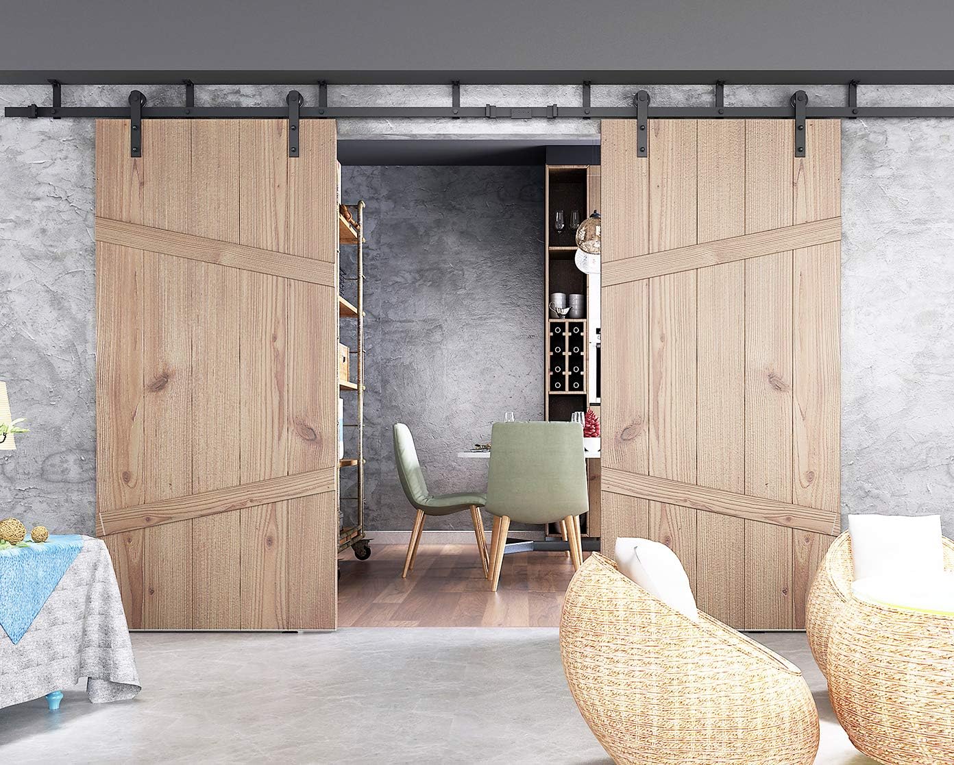 DIYHD 244cm 488cm Stainless Steel Ceiling Mount Sliding Barn Door DIYHD 244cm 488cm Stainless Steel Ceiling Mount Sliding Barn Door