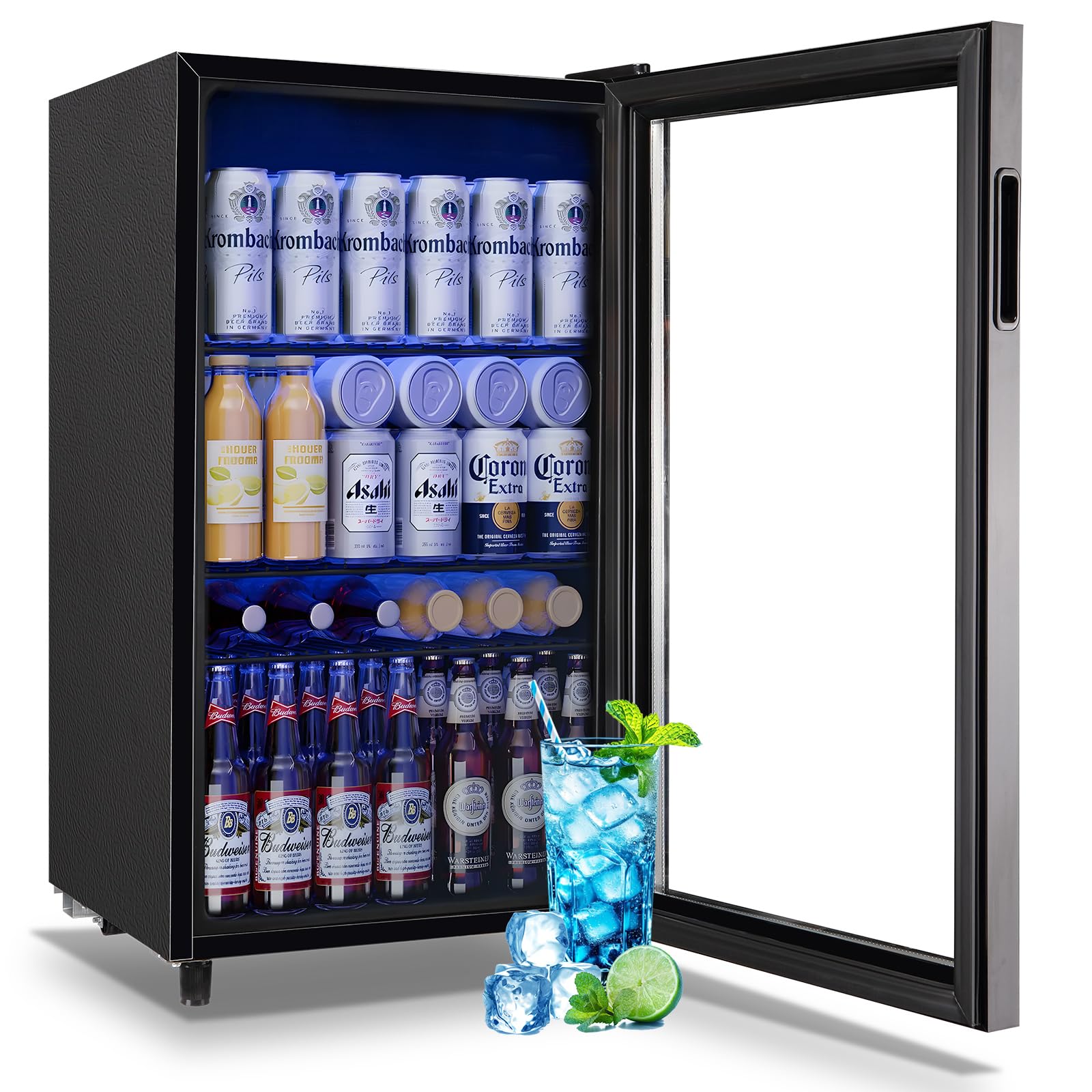TACOOL 3.5 CU.FT Beverage Fridge Mini Refrigerator Soda Cooler Glass Door Featuring LED Light & Adjustable Shelves,7 Modes Ideal for Apartment, Office, Dorm | Fridge.com