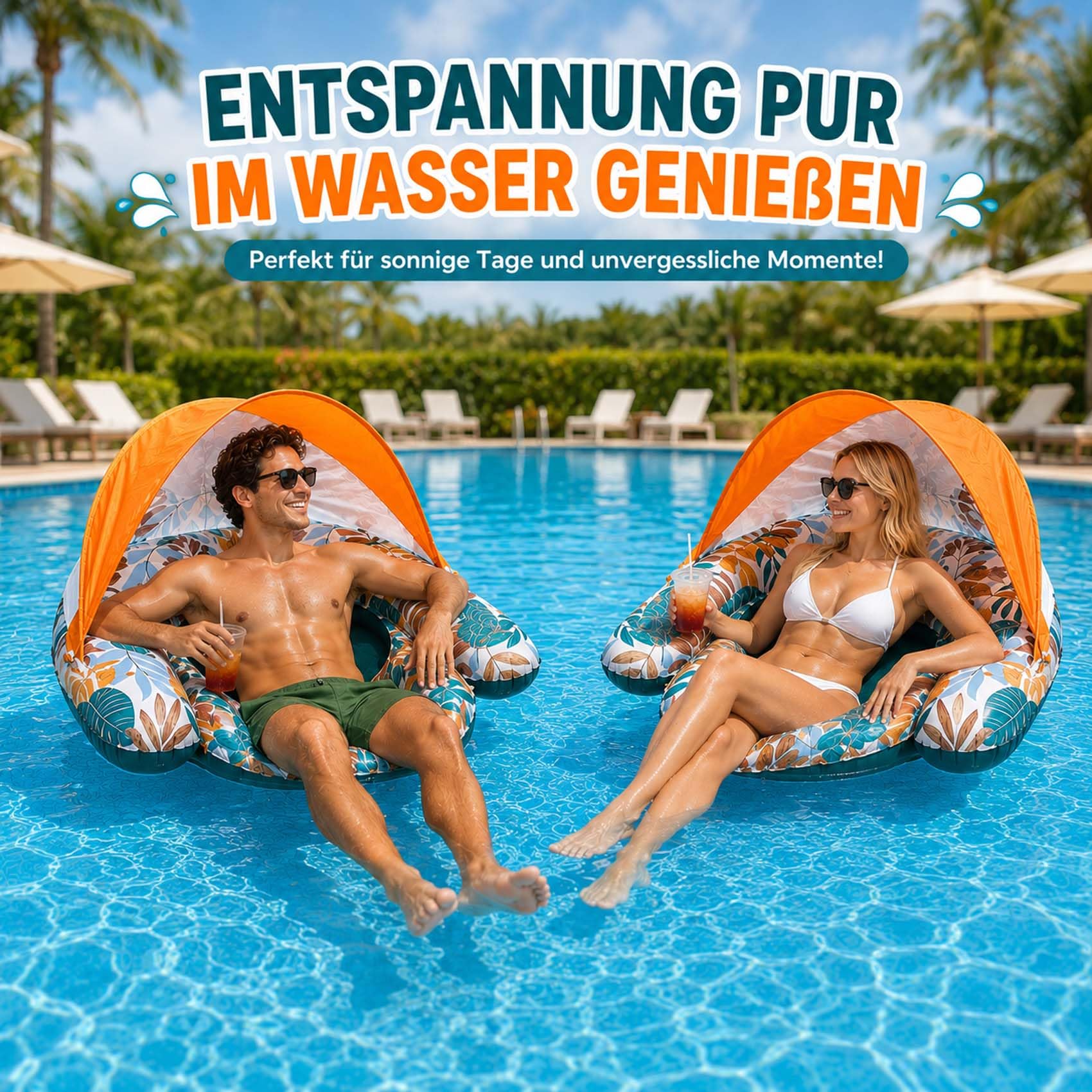 Inflatable Water Pool Air Mattress for Adults - Schwimmsessel füR Pool Erwachsene & Pool Sitz HäNgematte, Poolsitze Erwachsene füR Sommerpartys, Strand & See, Faltbar