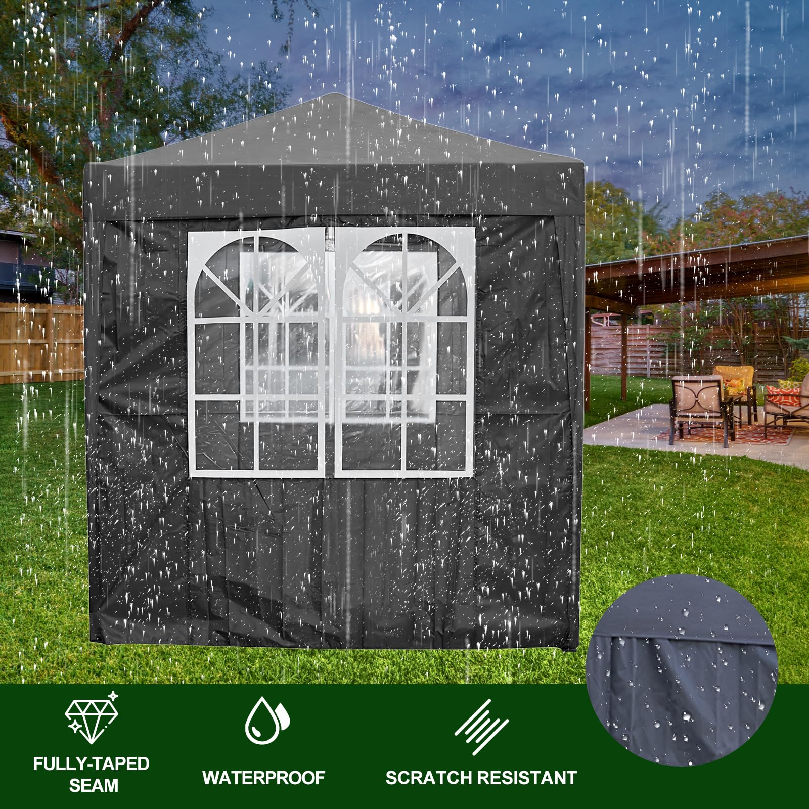 2x2m Pop Up Gazebo with 4 Removable Sidewalls, Portable Outdoor Party Tent with Carry Bag, All Weather Canopy for Camping, Markets, Garden Events (Grey) — view 3