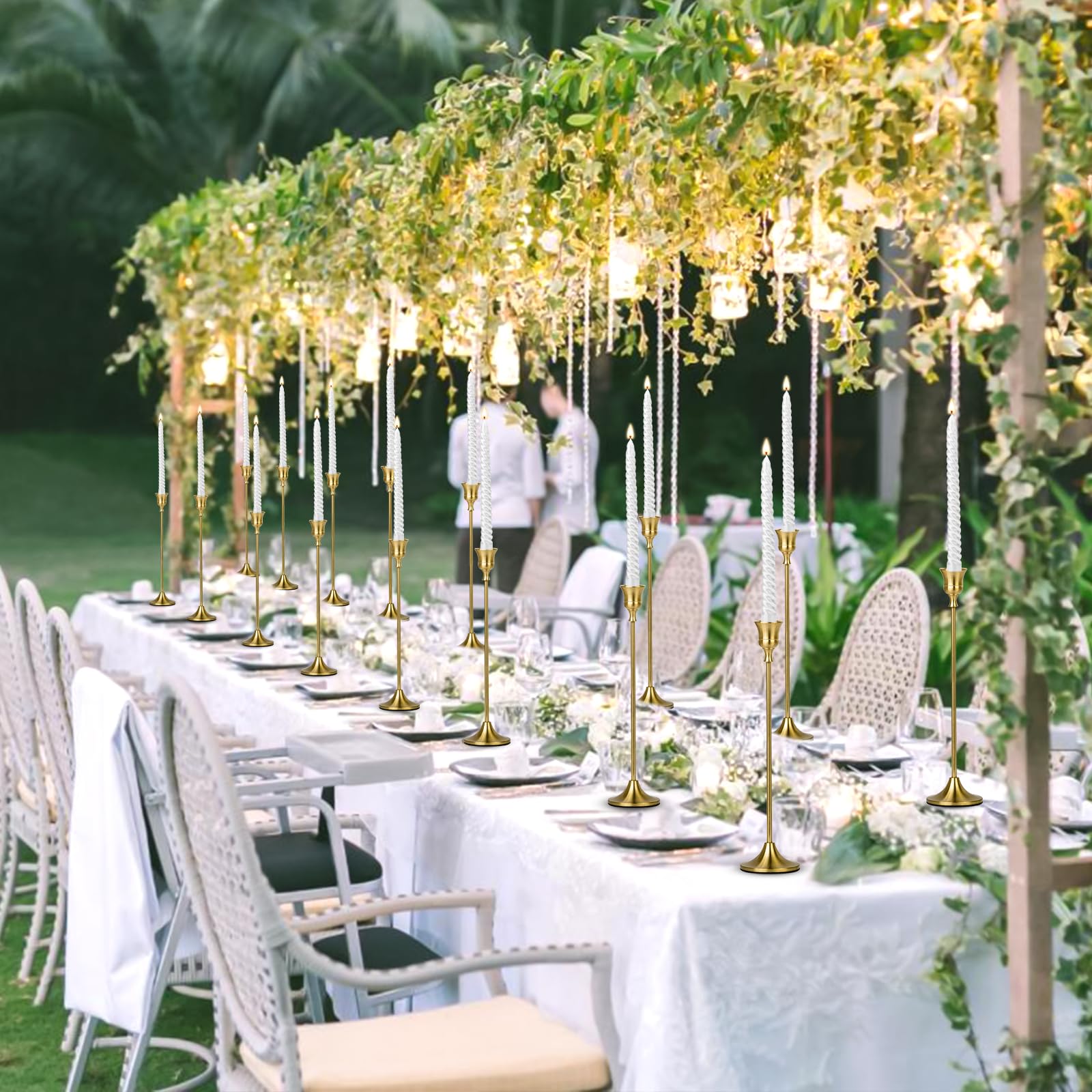 Set di 9 Candelabro Set,3 Dimensioni (19,5/23,3/27,2 cm),per Candele Coniche da 2.2cm,Moderno e retrò Domestica Decorazione,per Porta Candele da Tavolo,Matrimoni,Compleanni,Natale,Regalo.